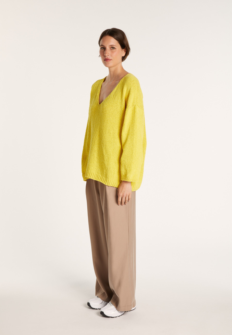 Suéter Tamanho de veludo de algodão com decote em V - Mariette