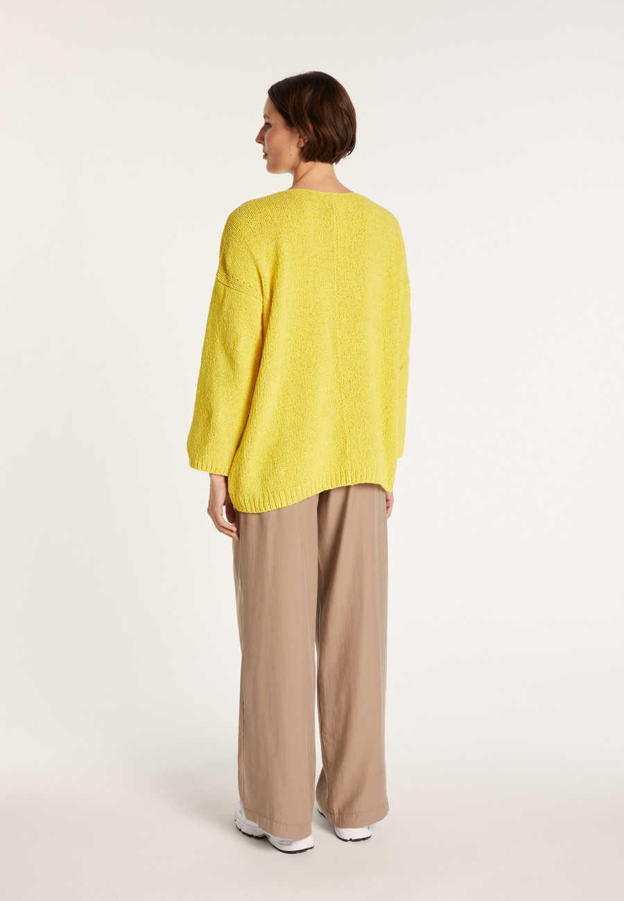 Suéter Tamanho de veludo de algodão com decote em V - Mariette