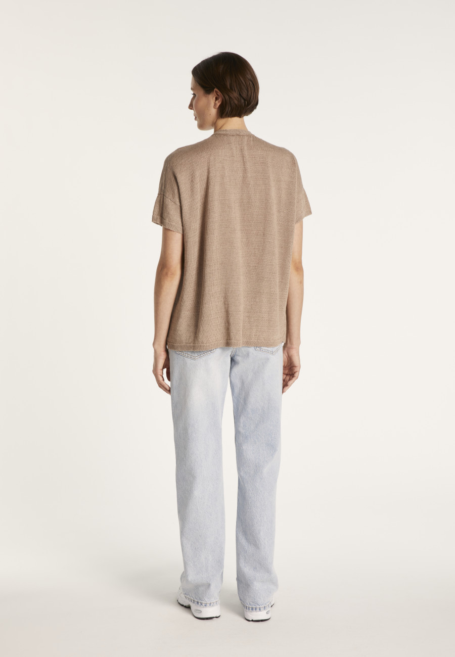V-neck button-up linen T-shirt - MAATI