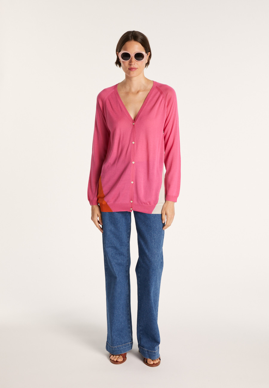 Cardigan bicolor de lã - Jasmyn