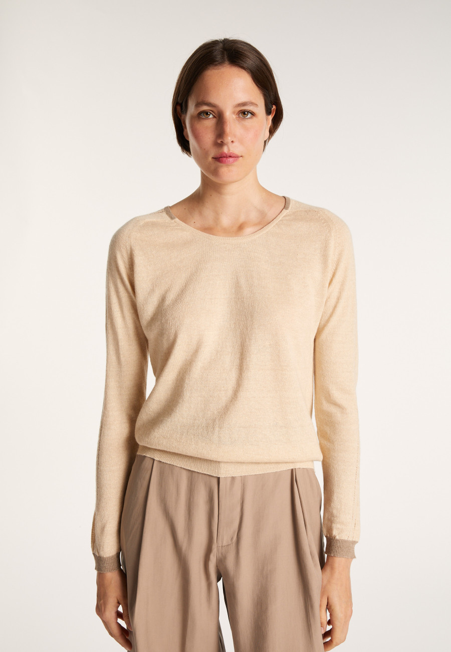 Suéter de cashmere e linho com gola redonda - Jacob