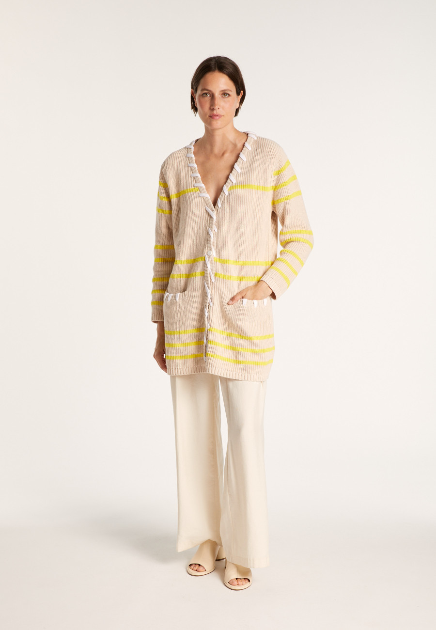 Long cardigan with cord - JOSHUA