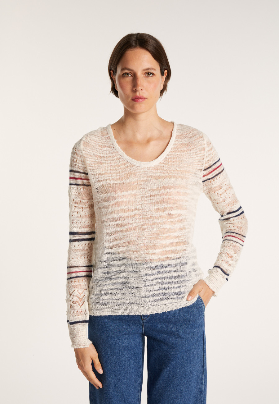 Suéter listrado de crochê - Janis