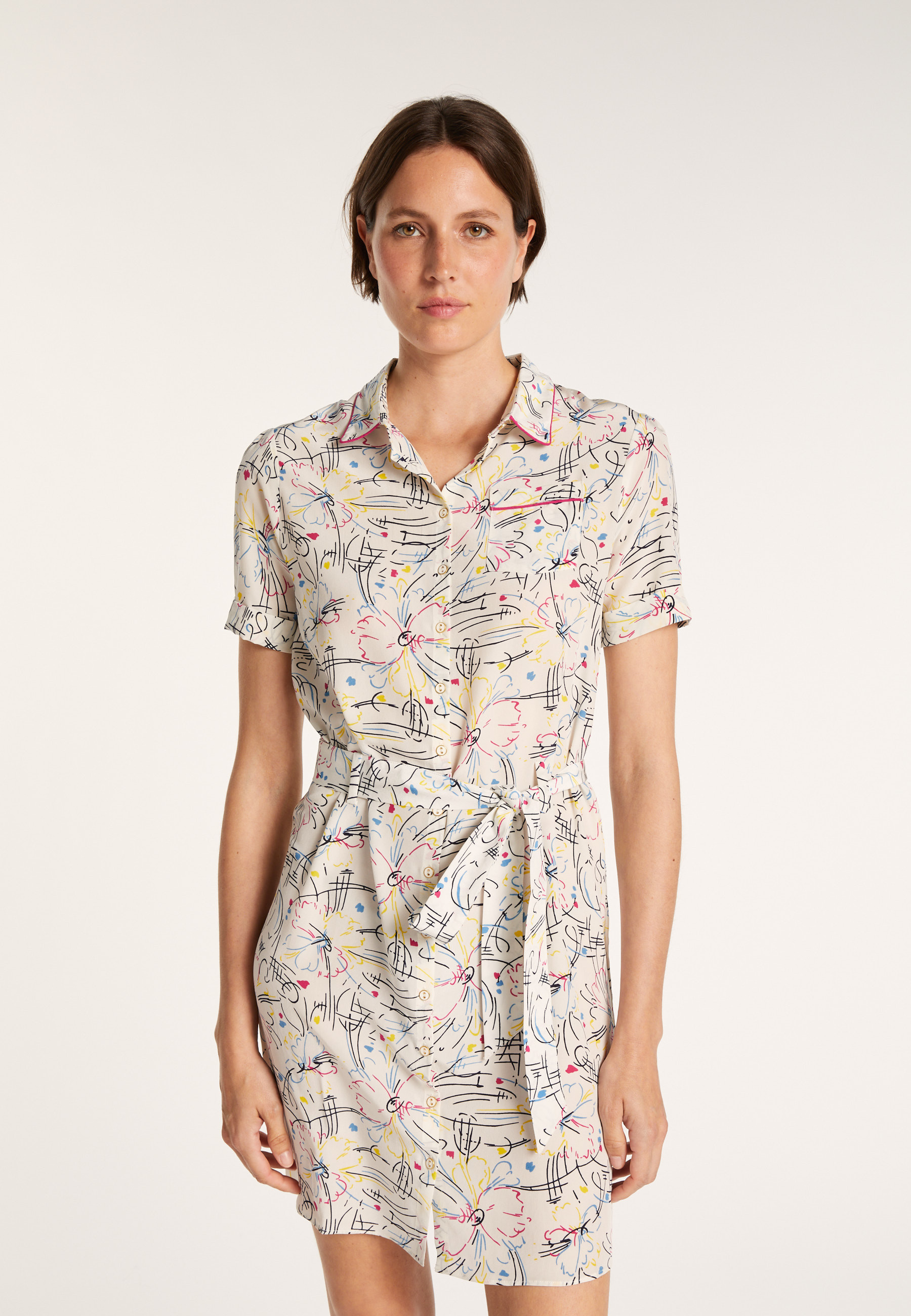 Robe chemise en crêpe de soie Maison Montagut x Maison Martin Morel - Jade 6574 multico - 86 Multicolore