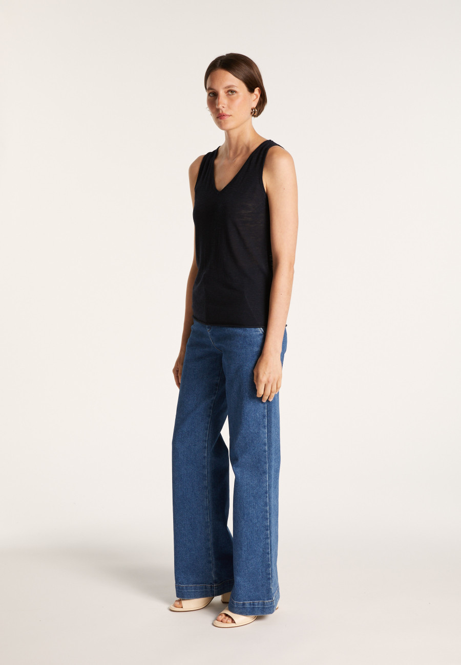 Flamed linen tank top - Boréal