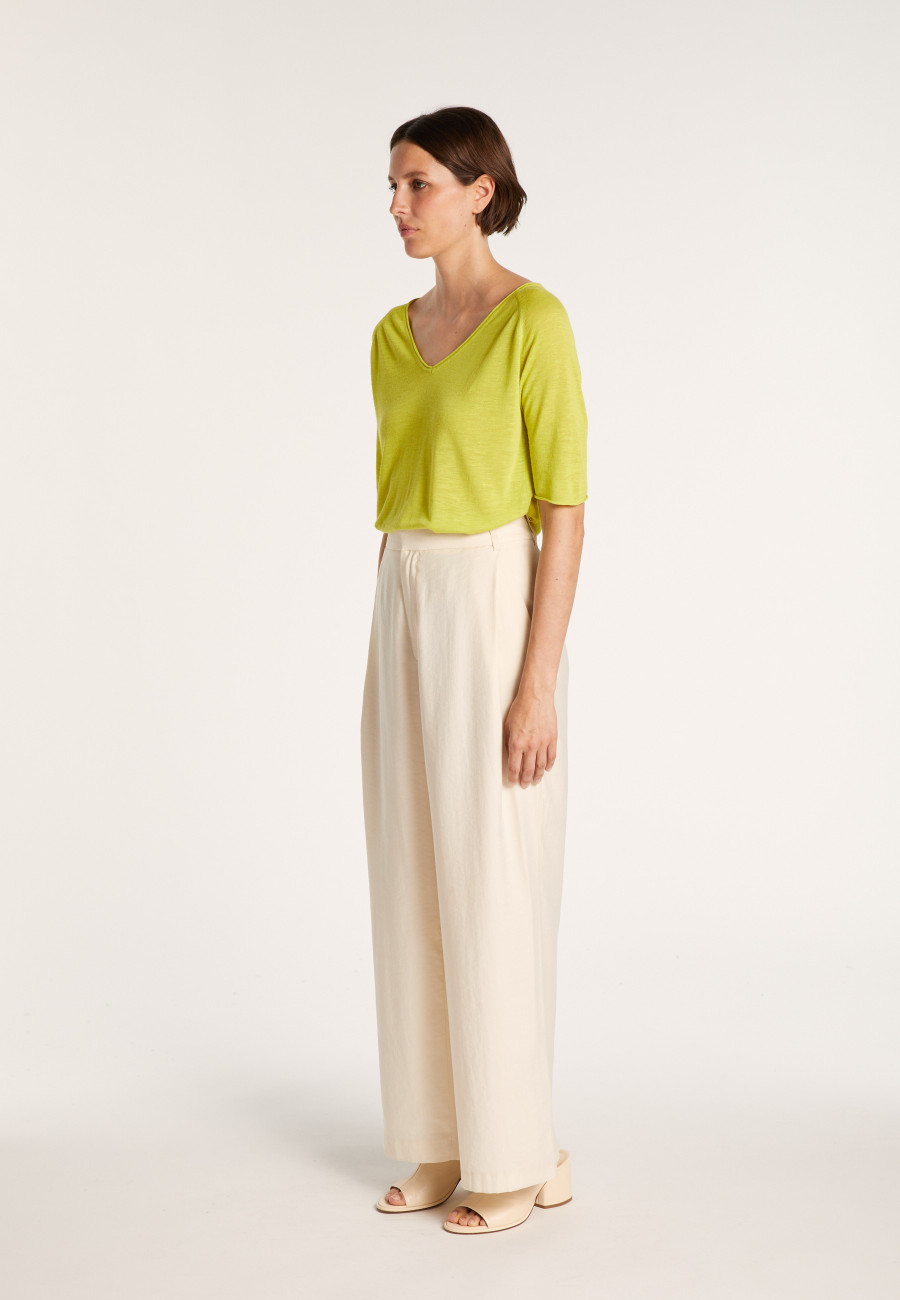 Linen T-shirt with elbow sleeves - Bonbon