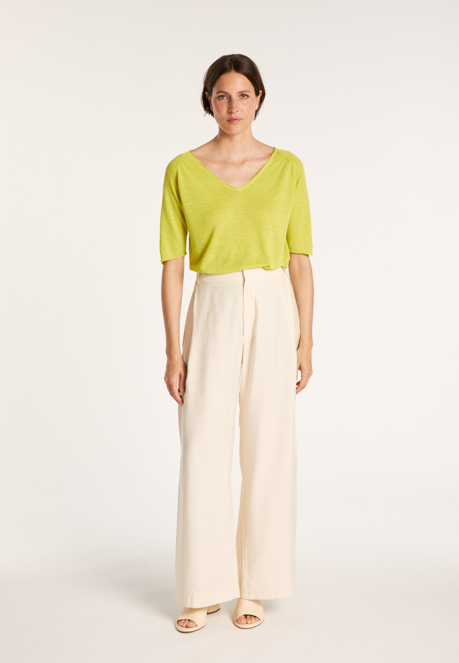 Linen T-shirt with elbow sleeves - Bonbon