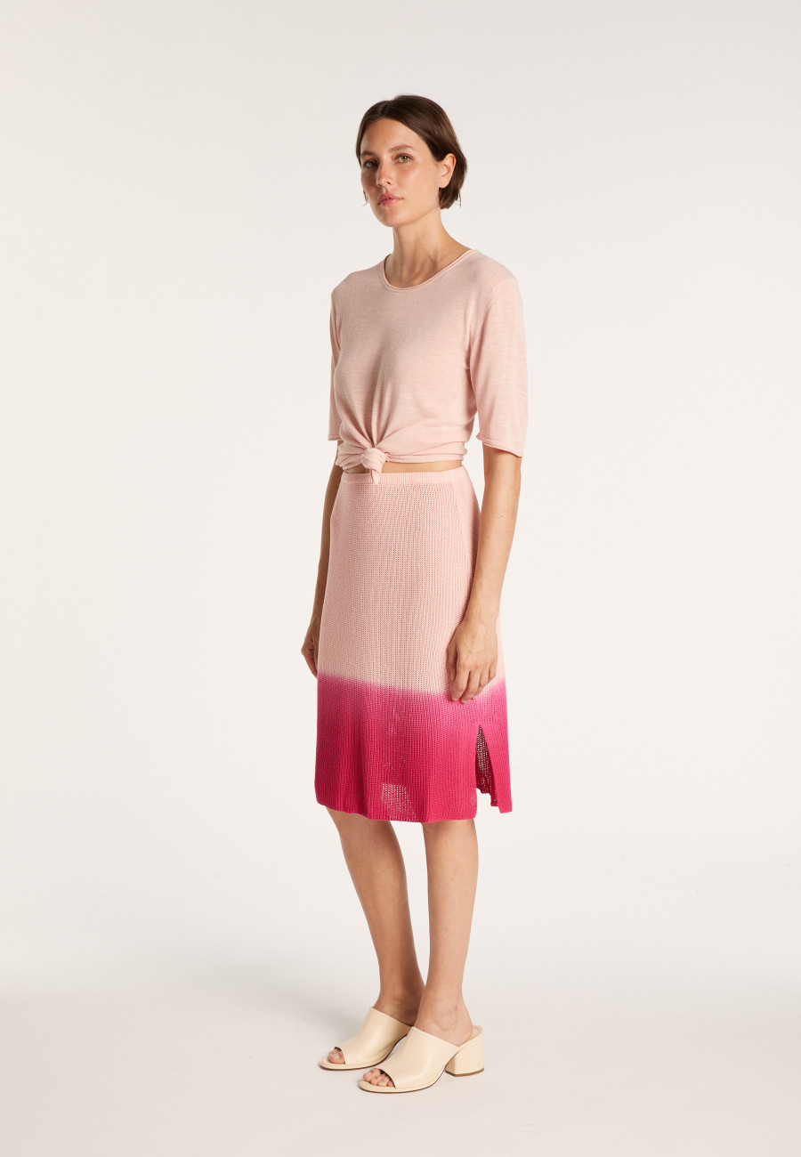 Saia reta de linho viscose - Coral