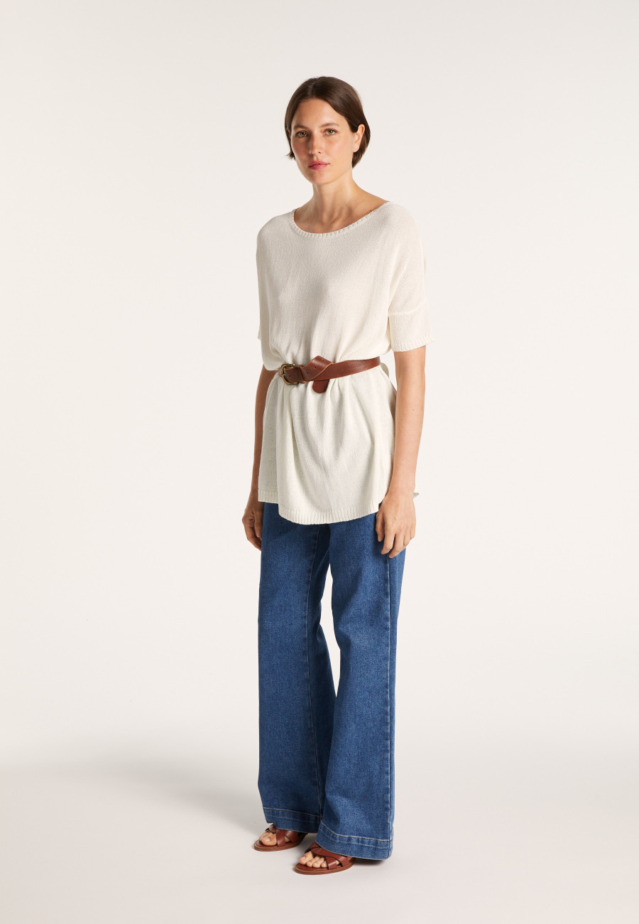 Round-neck viscose crepe T-shirt - Bibiche