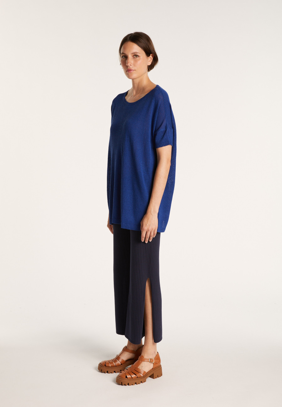 Round-neck viscose crepe T-shirt - Bibiche