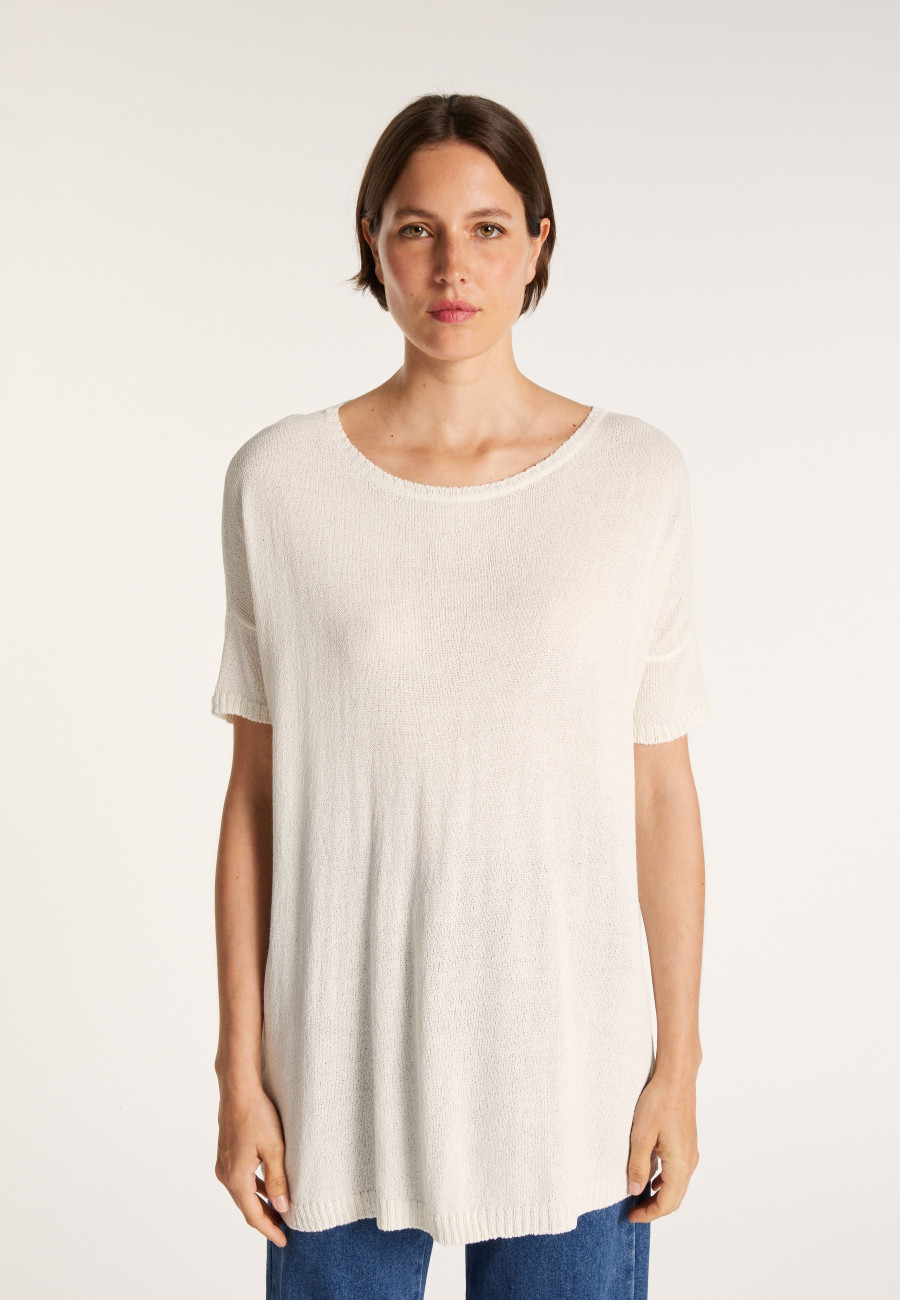 Round-neck viscose crepe T-shirt - Bibiche