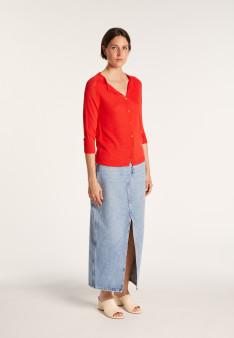 Cardigan femme en viscose crepe - Boubou 6843 azur - 49 Turquoise