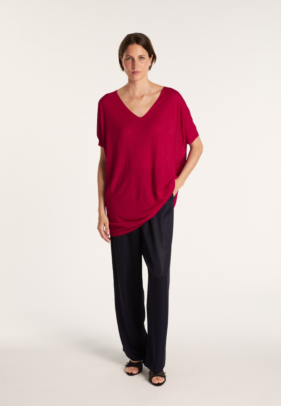 Camiseta longa de linho com babados - Bil