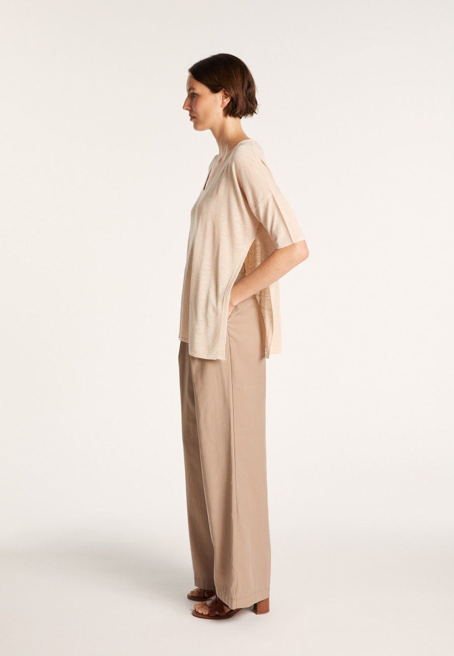 Camiseta oversized de linho com babados - Batalya