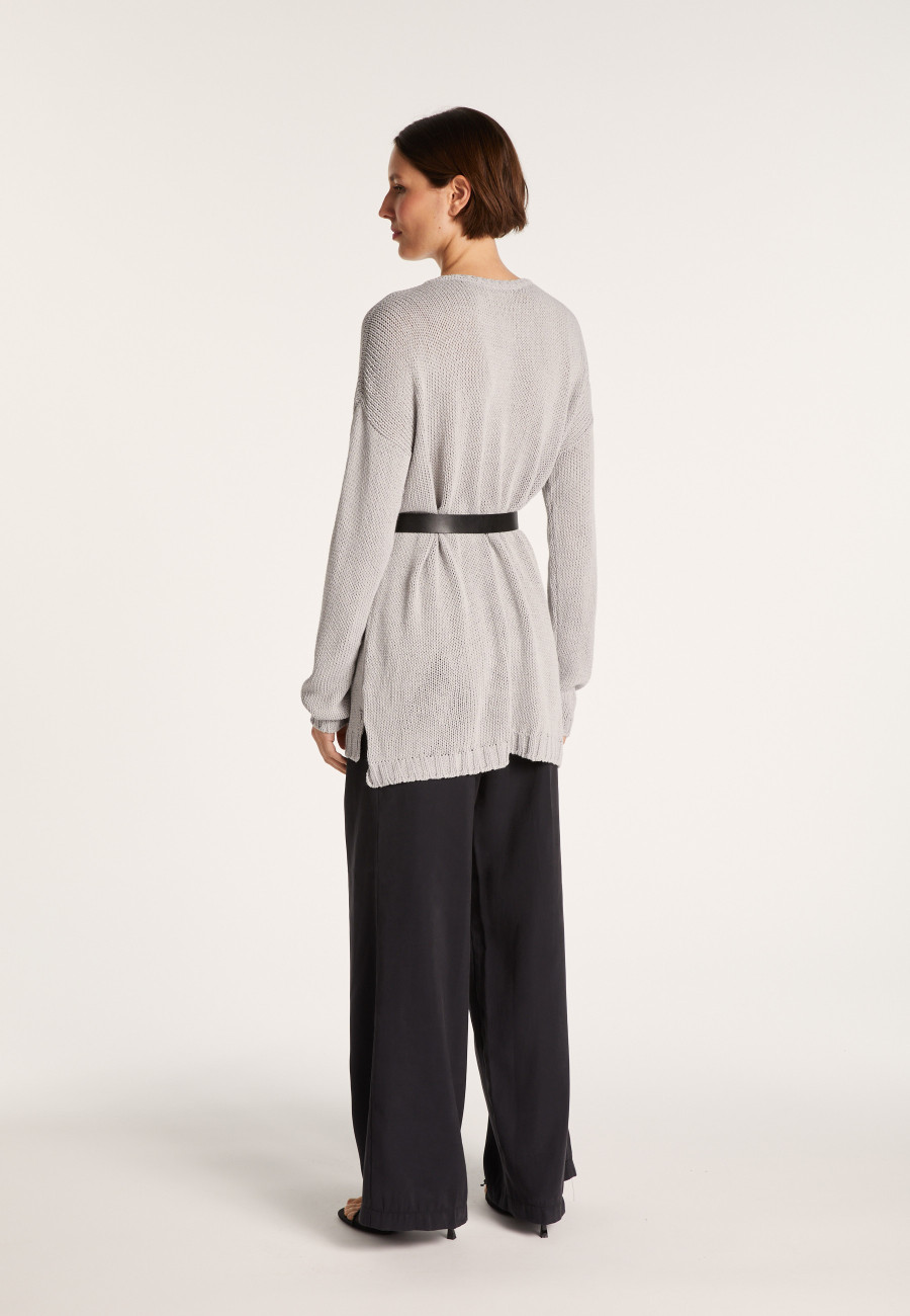 Suéter Tamanho de malha grossa com decote em V - Balata