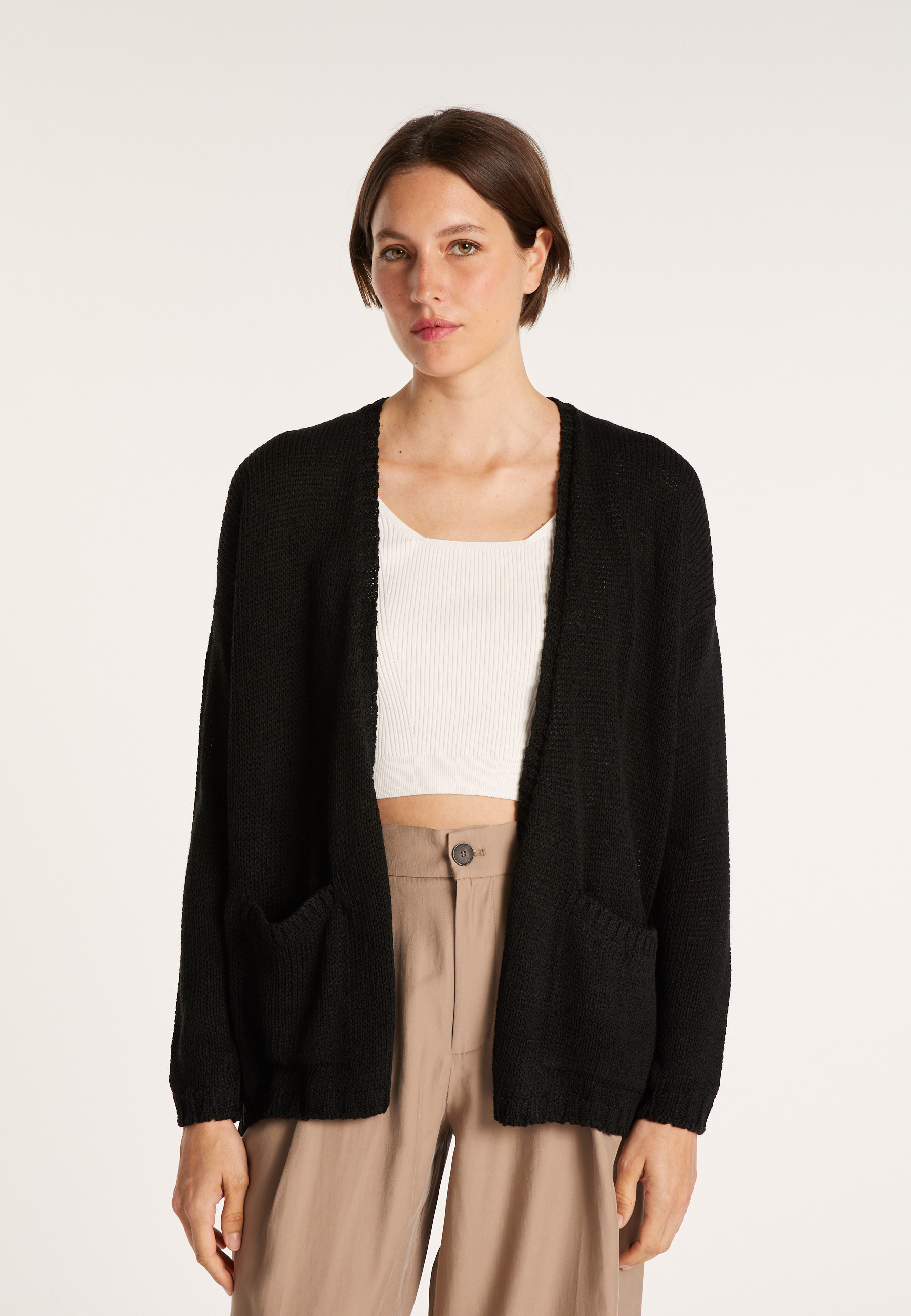 Cardigan à poches en grosse maille - Baryton 7240 marine - 05 Bleu marine