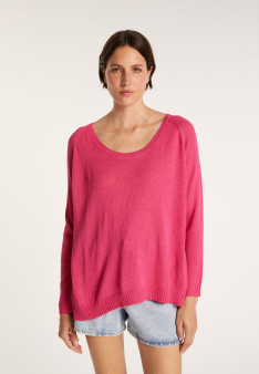 Grand pull col rond en point jersey - Babouche 7283 Corolle - 91 Fuchsia