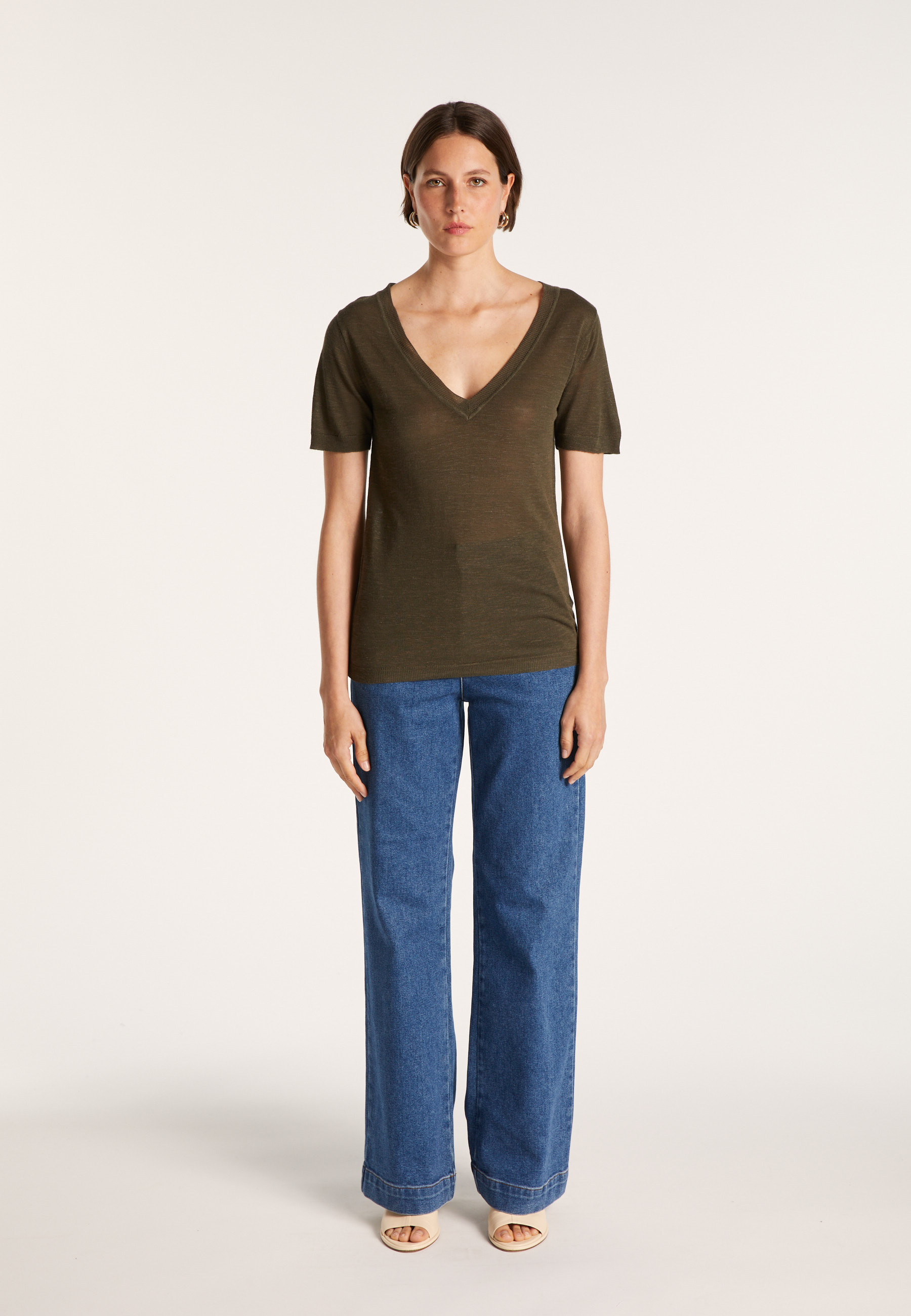 T-shirt col V en lin flammé - Bountie