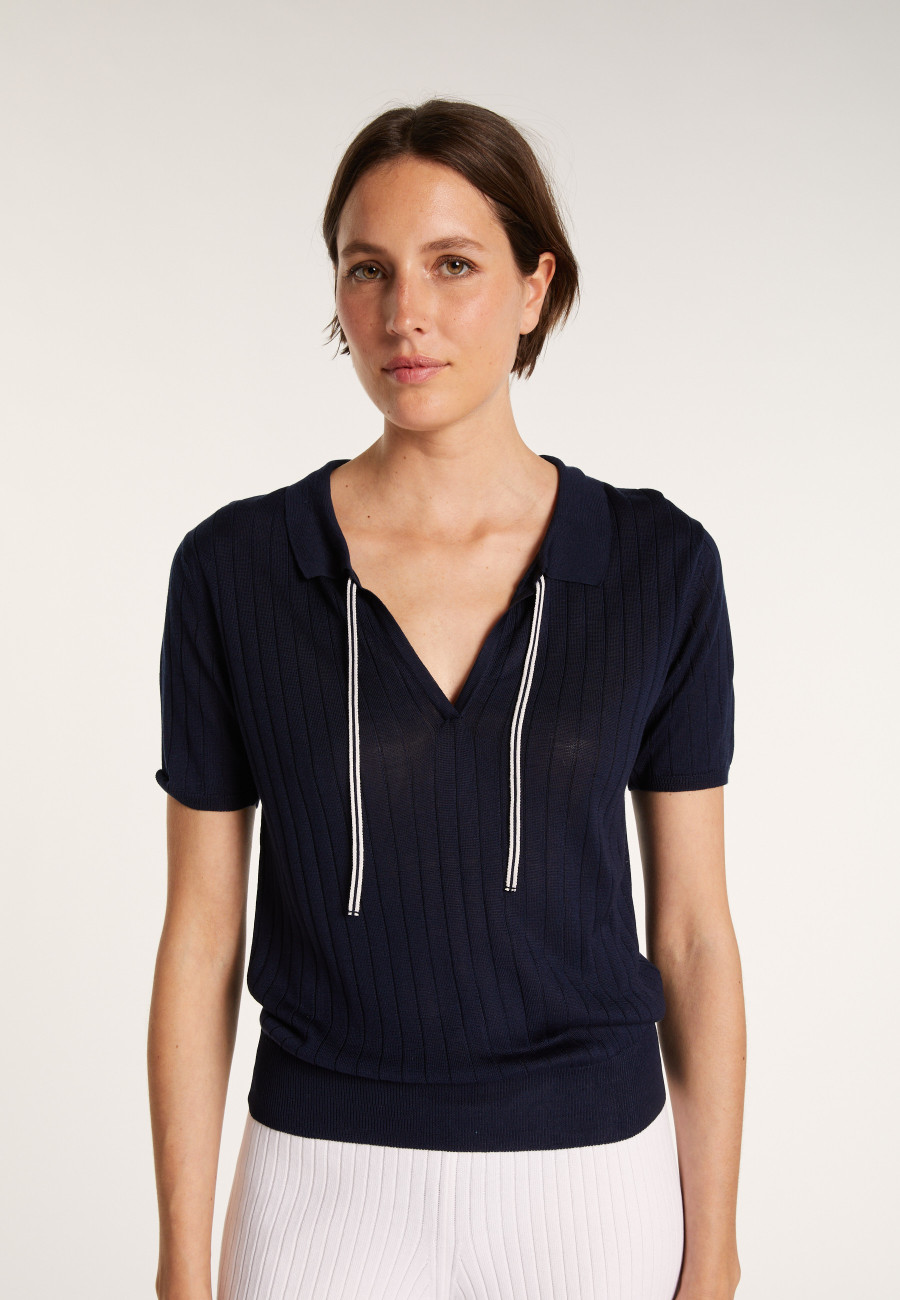 Suéter gola polo de seda natural - Alya