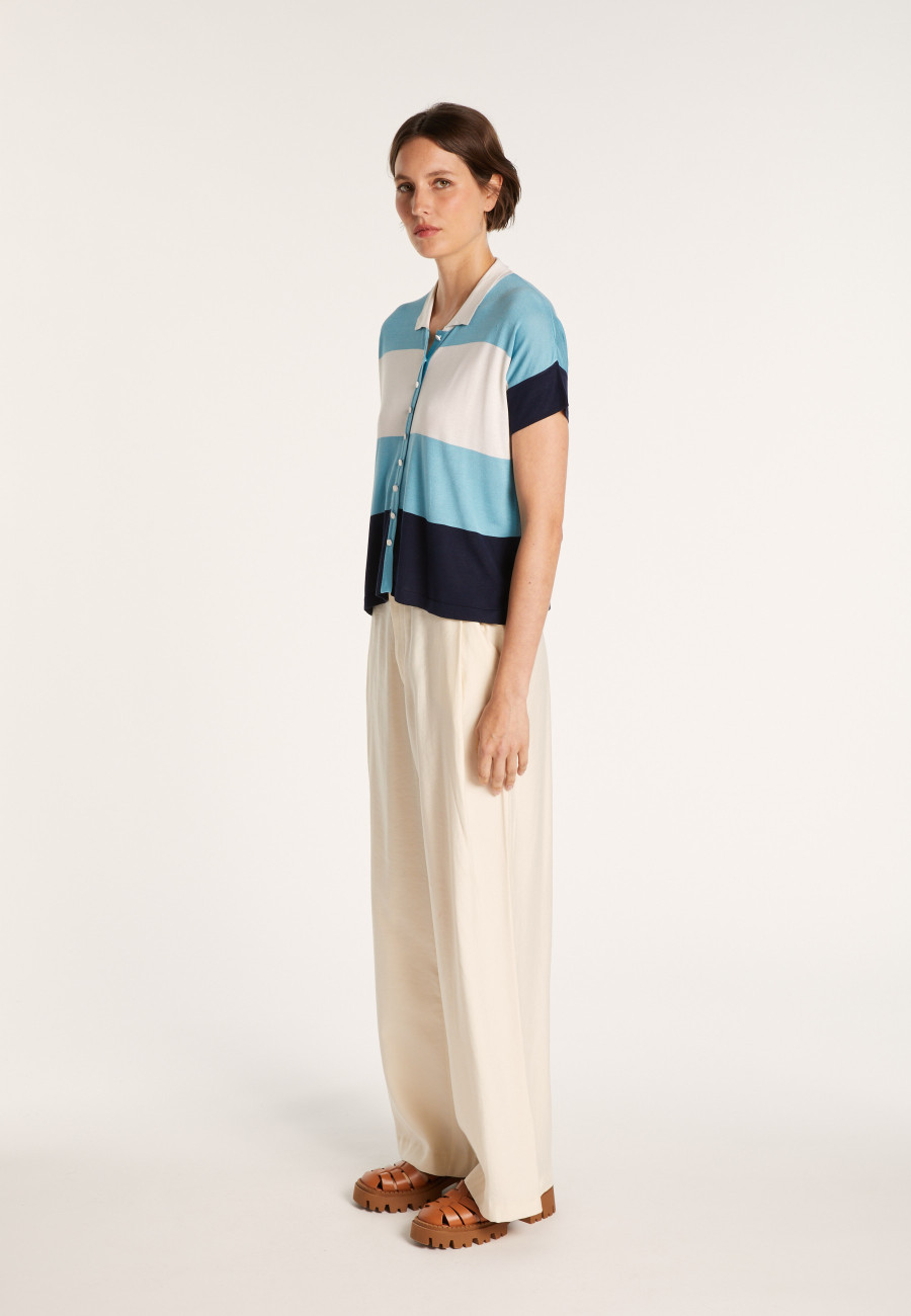 Tricolor natural silk blouse - Alyzée