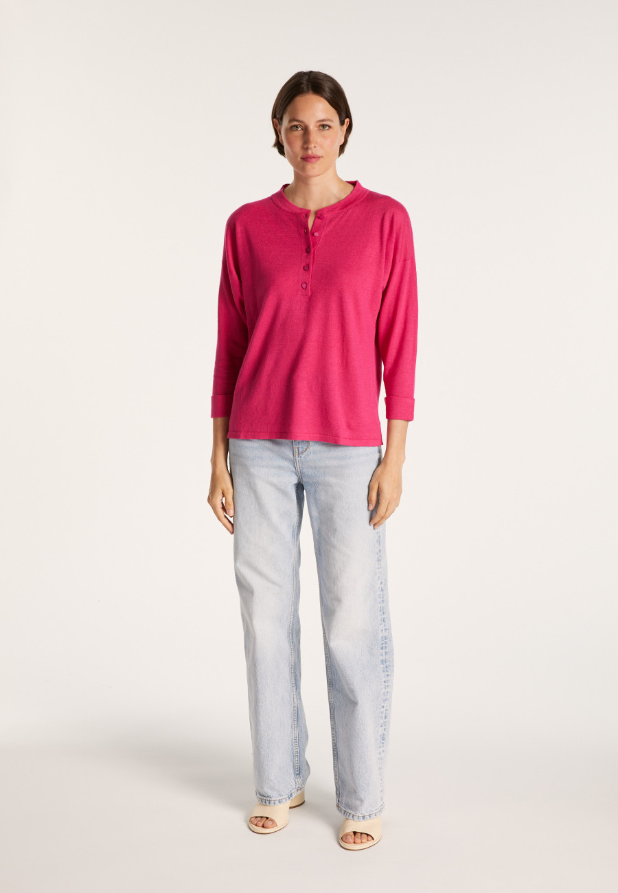 Cashmere linen sweater with button-down collar - Naza