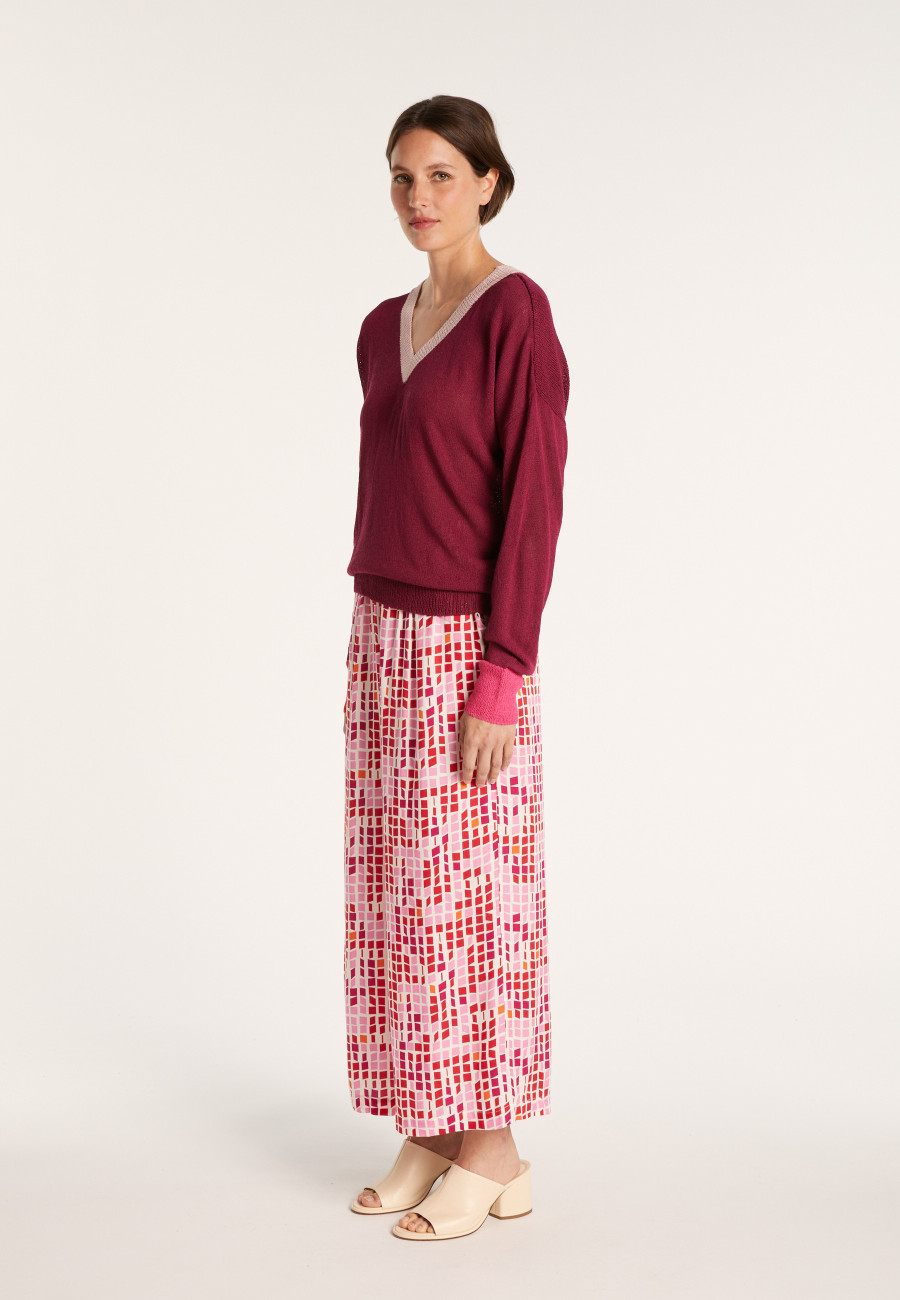 Suéter solto com decote em V na frente e nas costas - Naelie