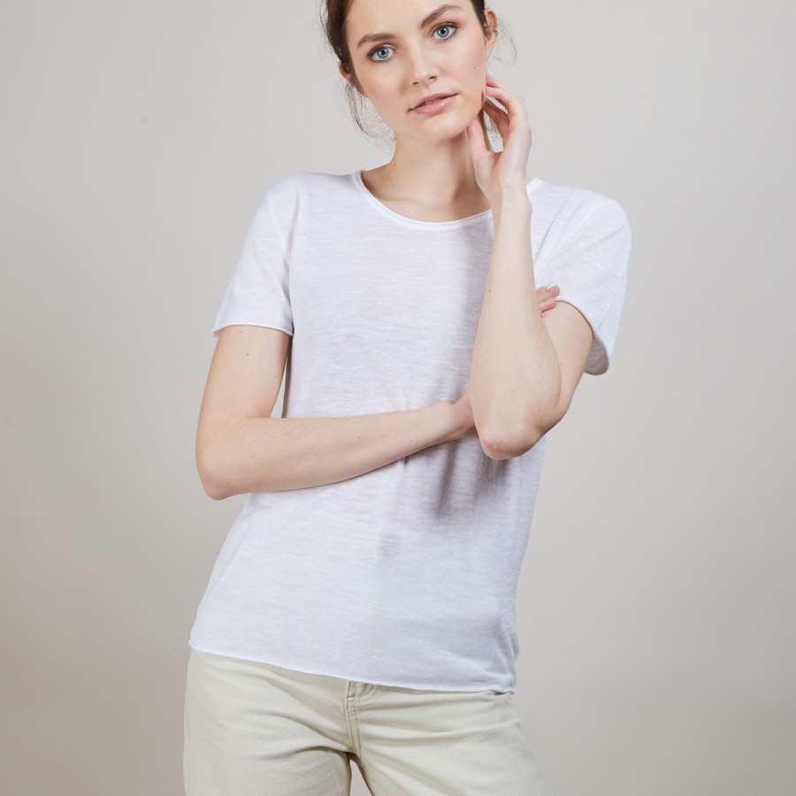 Flamed linen round neck T-shirt - Bang