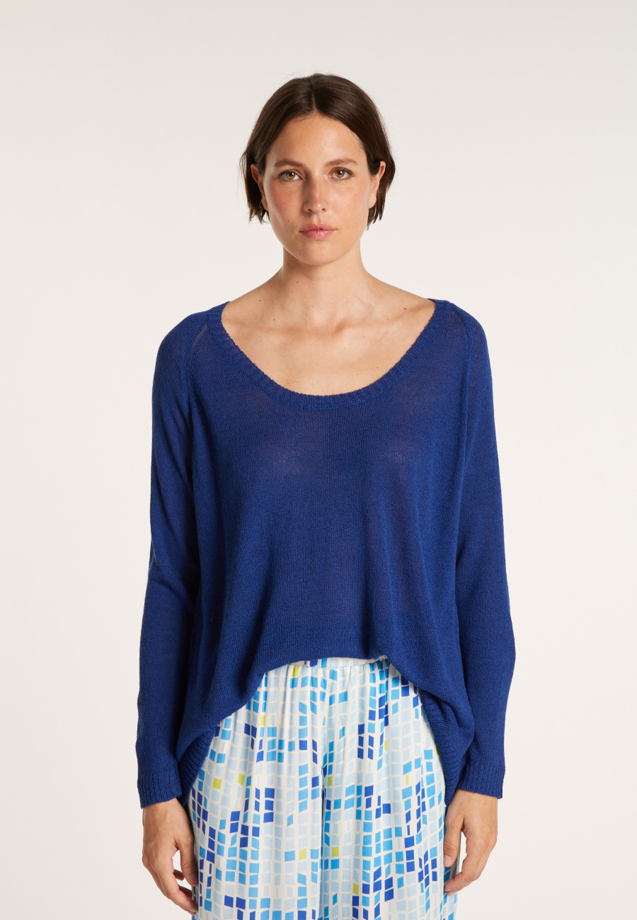 Round neck viscose crepe sweater - Babouche