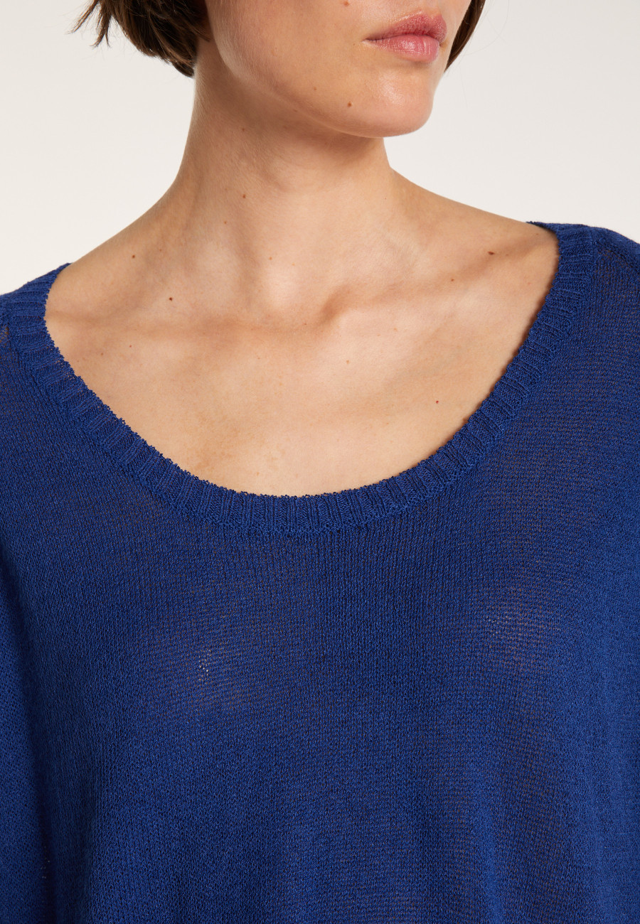 Round neck viscose crepe sweater - Babouche