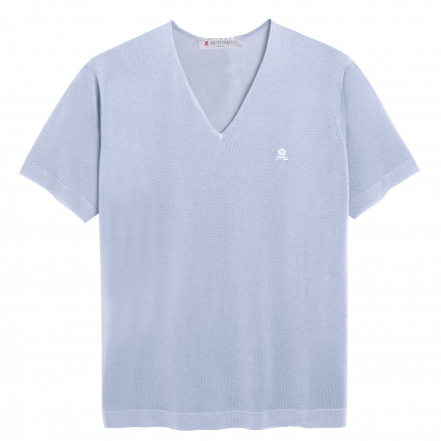 Camiseta de manga curta com decote em V Fil Lumière - Débora