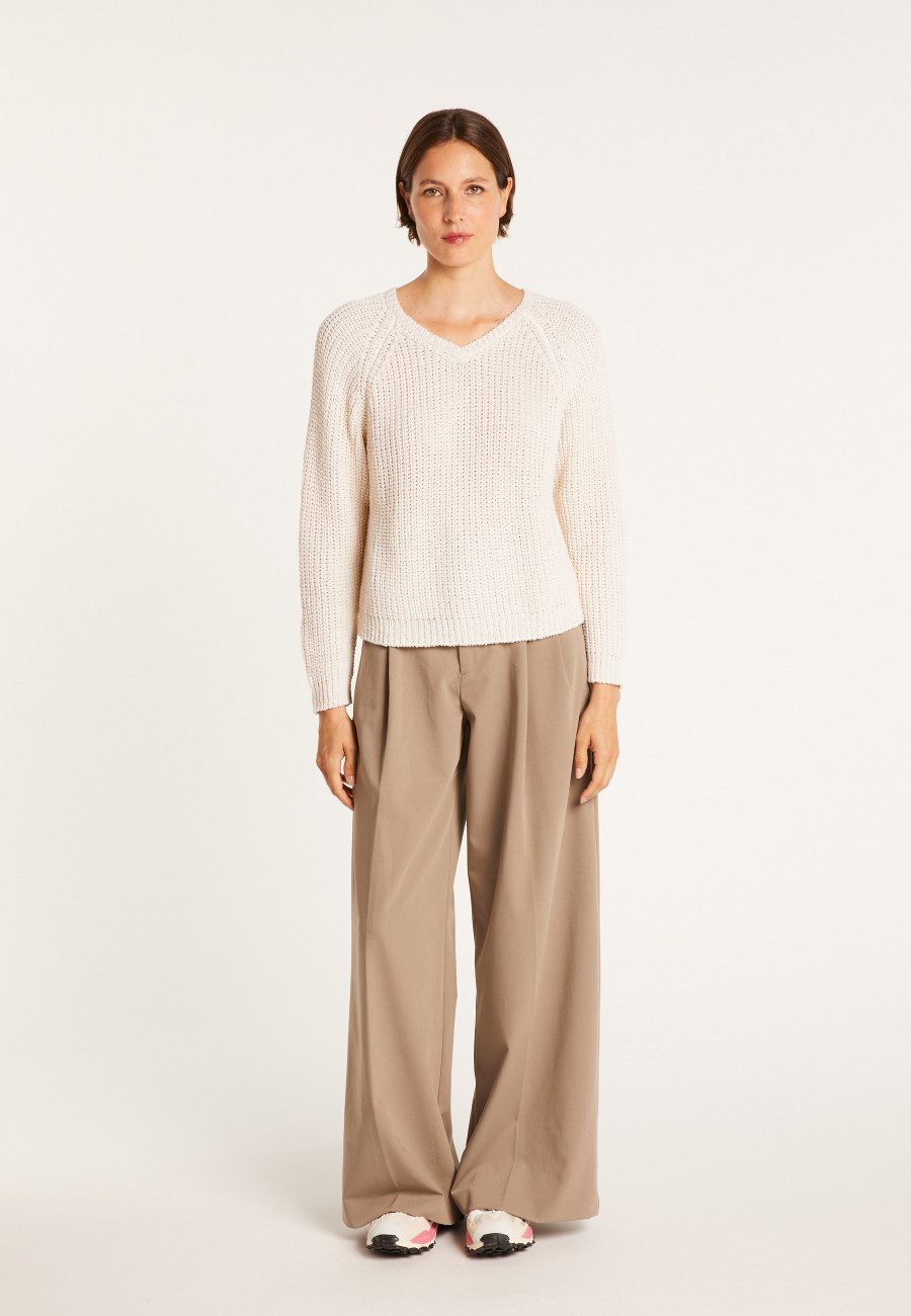 Suéter canelado com decote em V - Charles