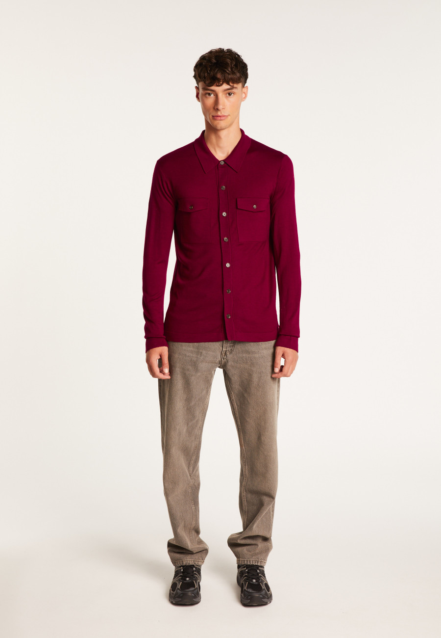 Camisa de lã merino com bolsos aplicados - Andy