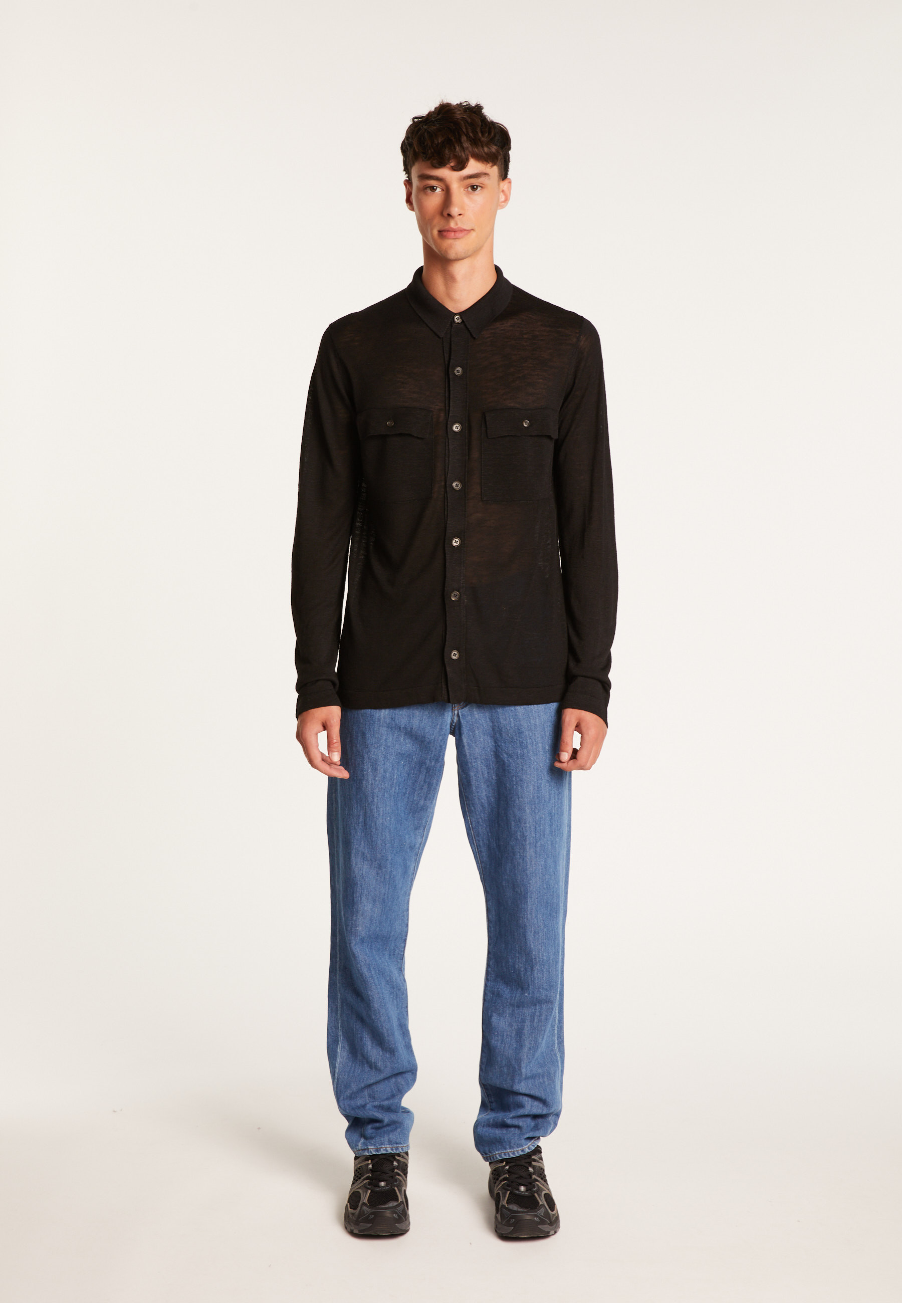 Flamed linen button-down shirt - Randy