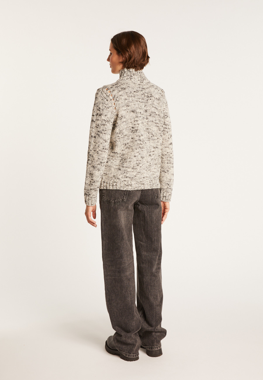 High-neck marled wool jumper - Papyrus