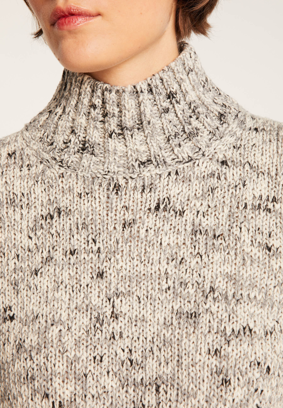 High-neck marled wool jumper - Papyrus