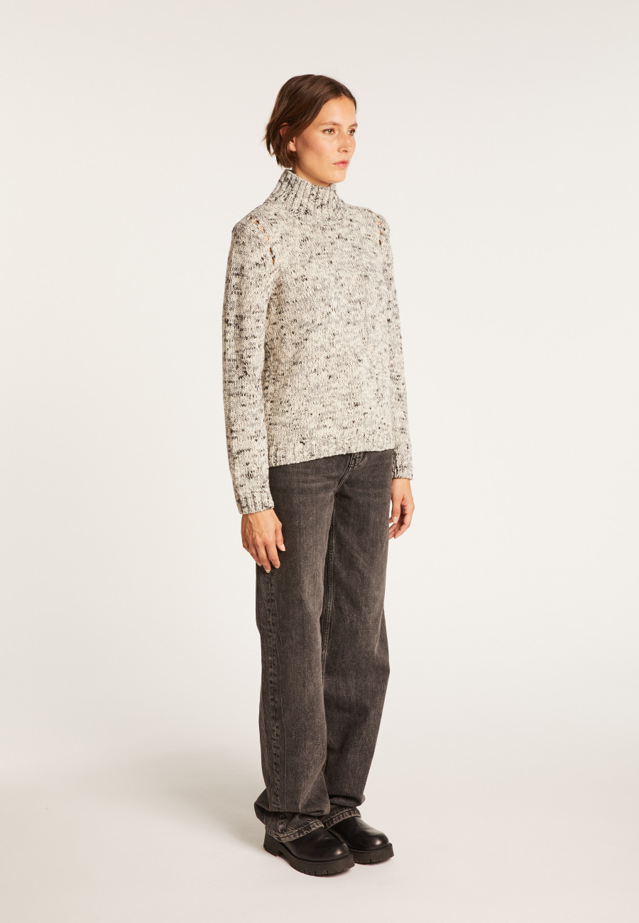 Suéter de gola alta em lã mesclada - Papyrus