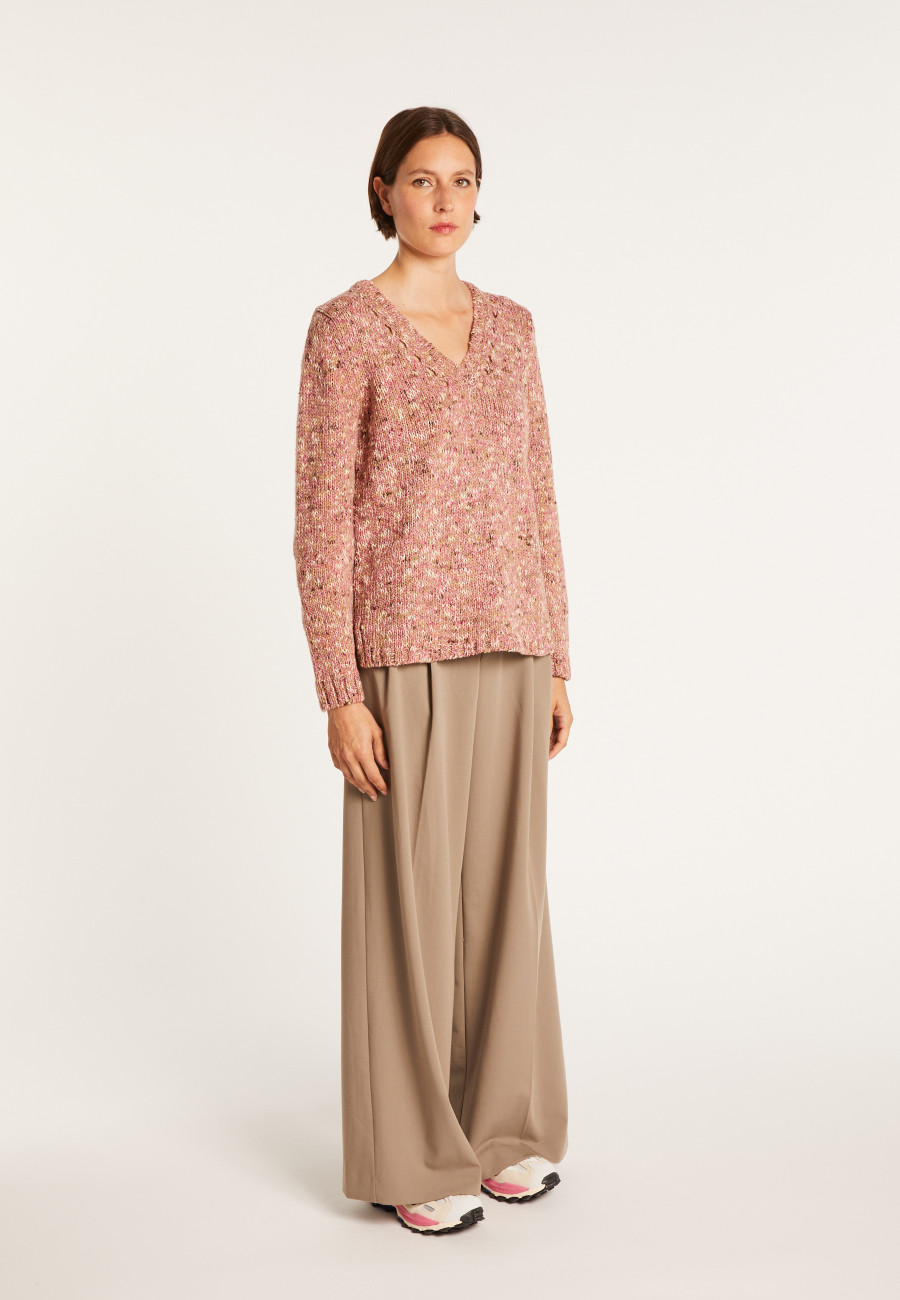 Suéter com decote em V mesclado - Promesse