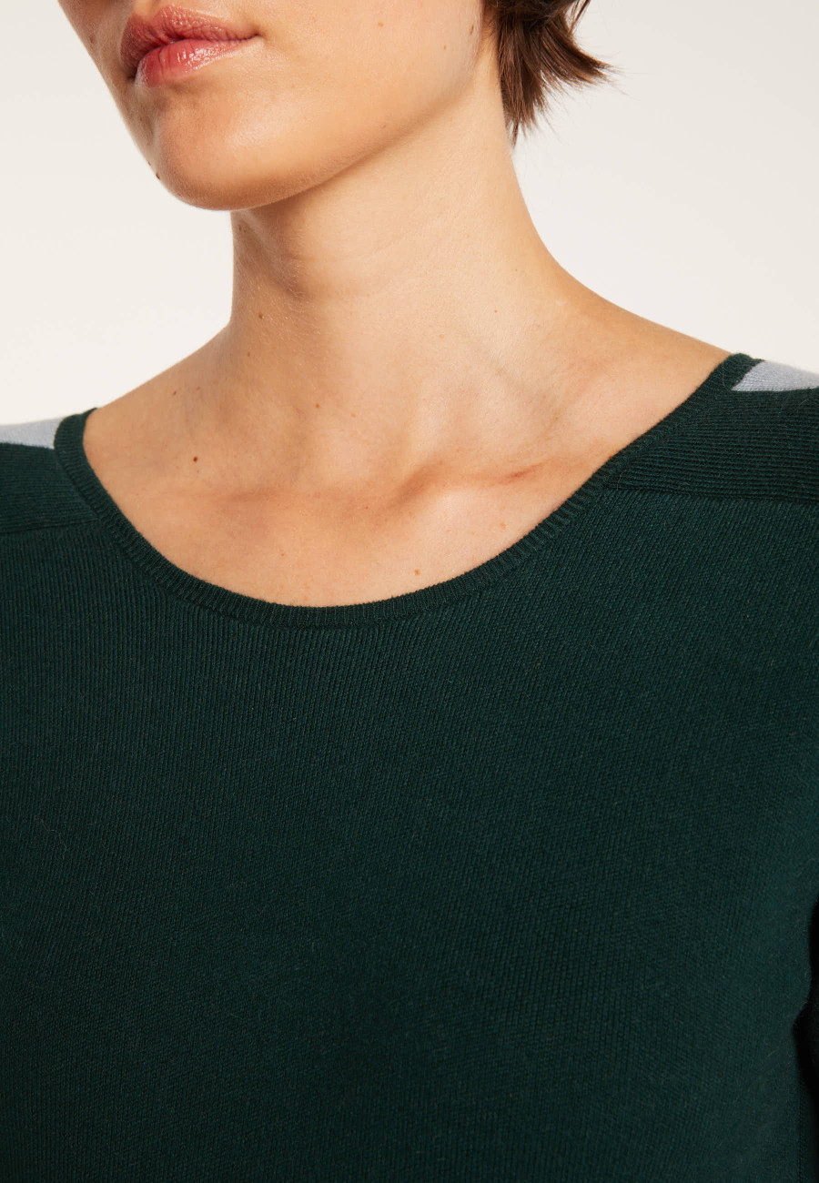 V-neck back jumper in cotton cashmere - Pandore