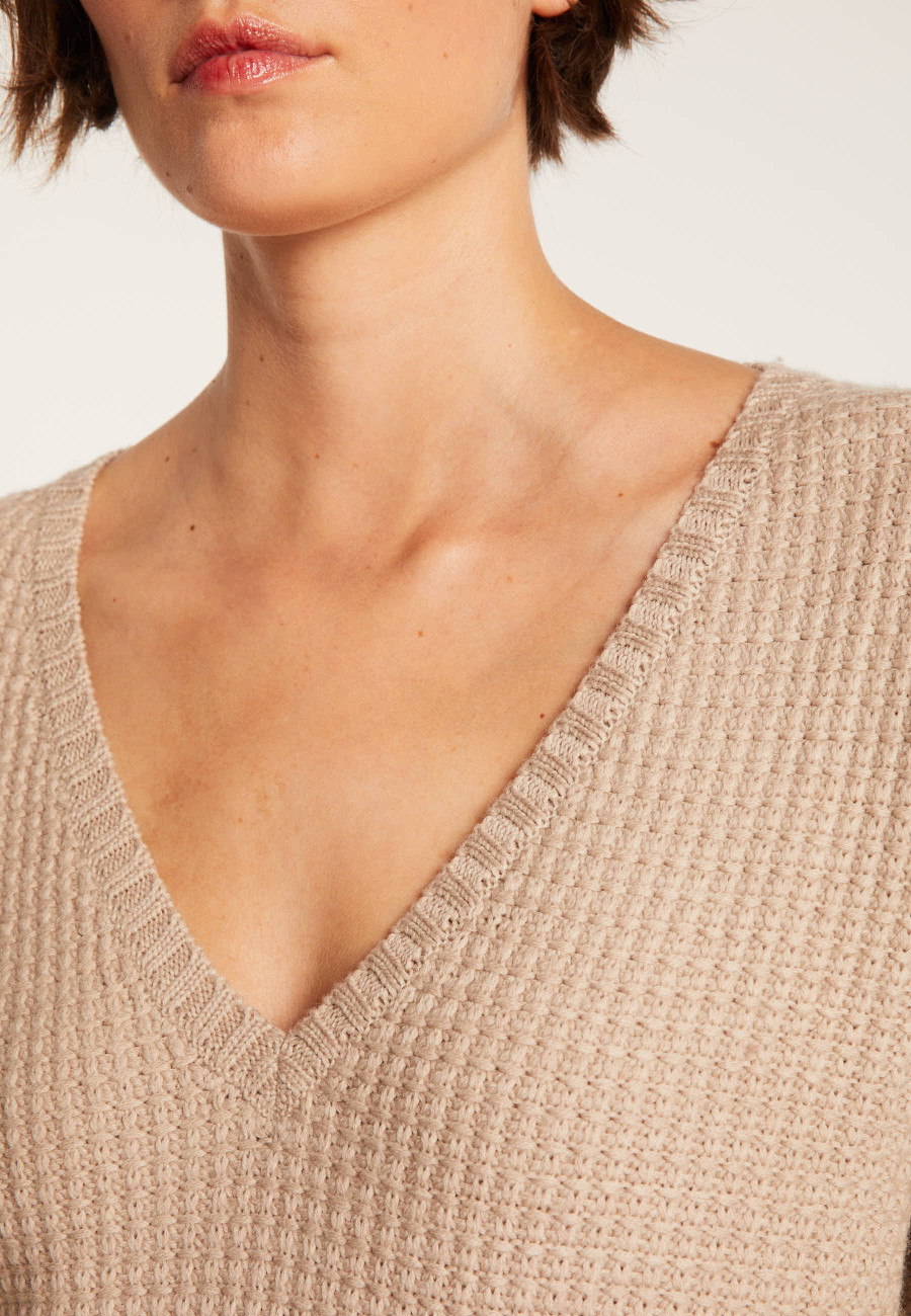 Suéter de lã merino com decote em V - Soizic