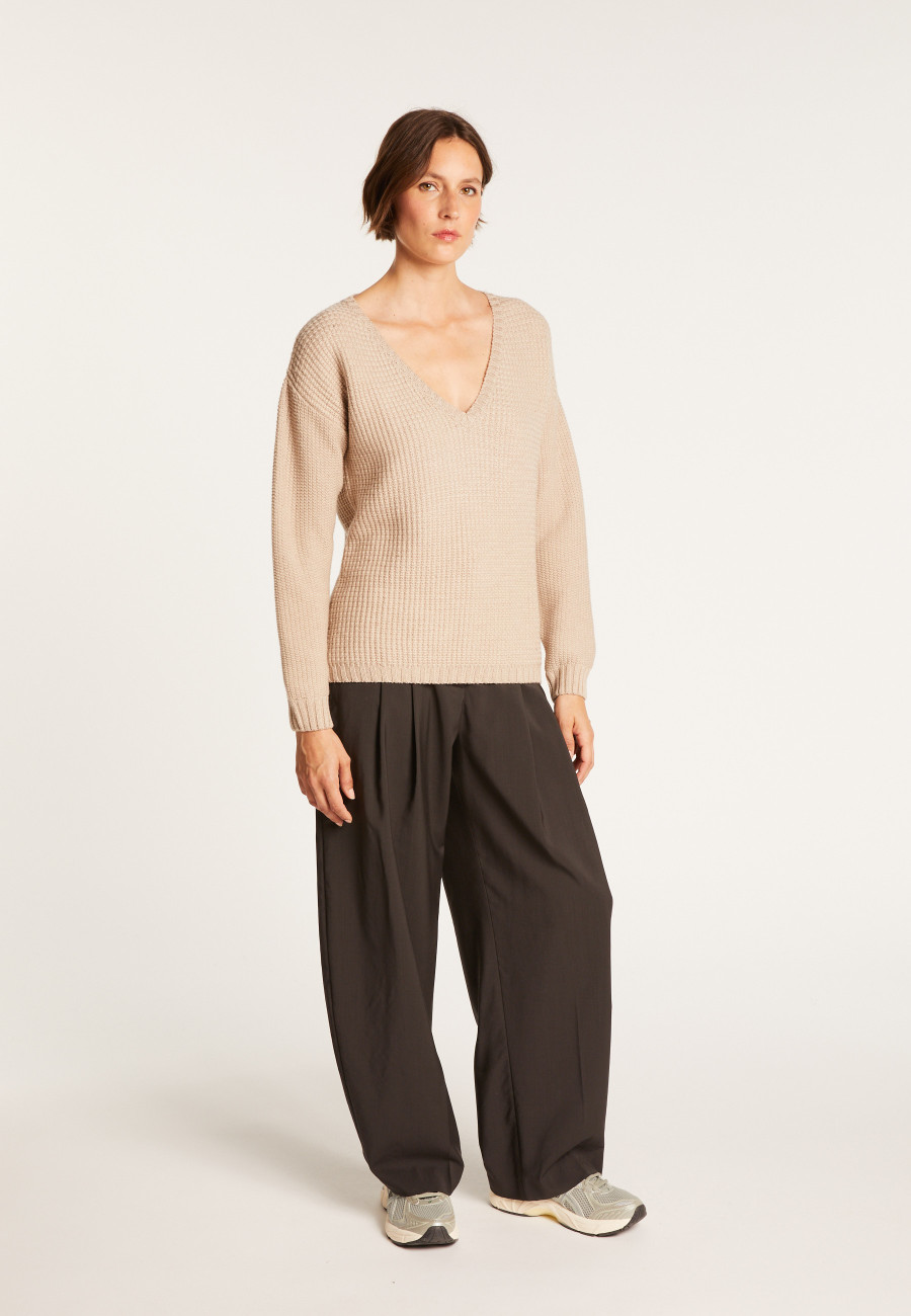 Suéter de lã merino com decote em V - Soizic