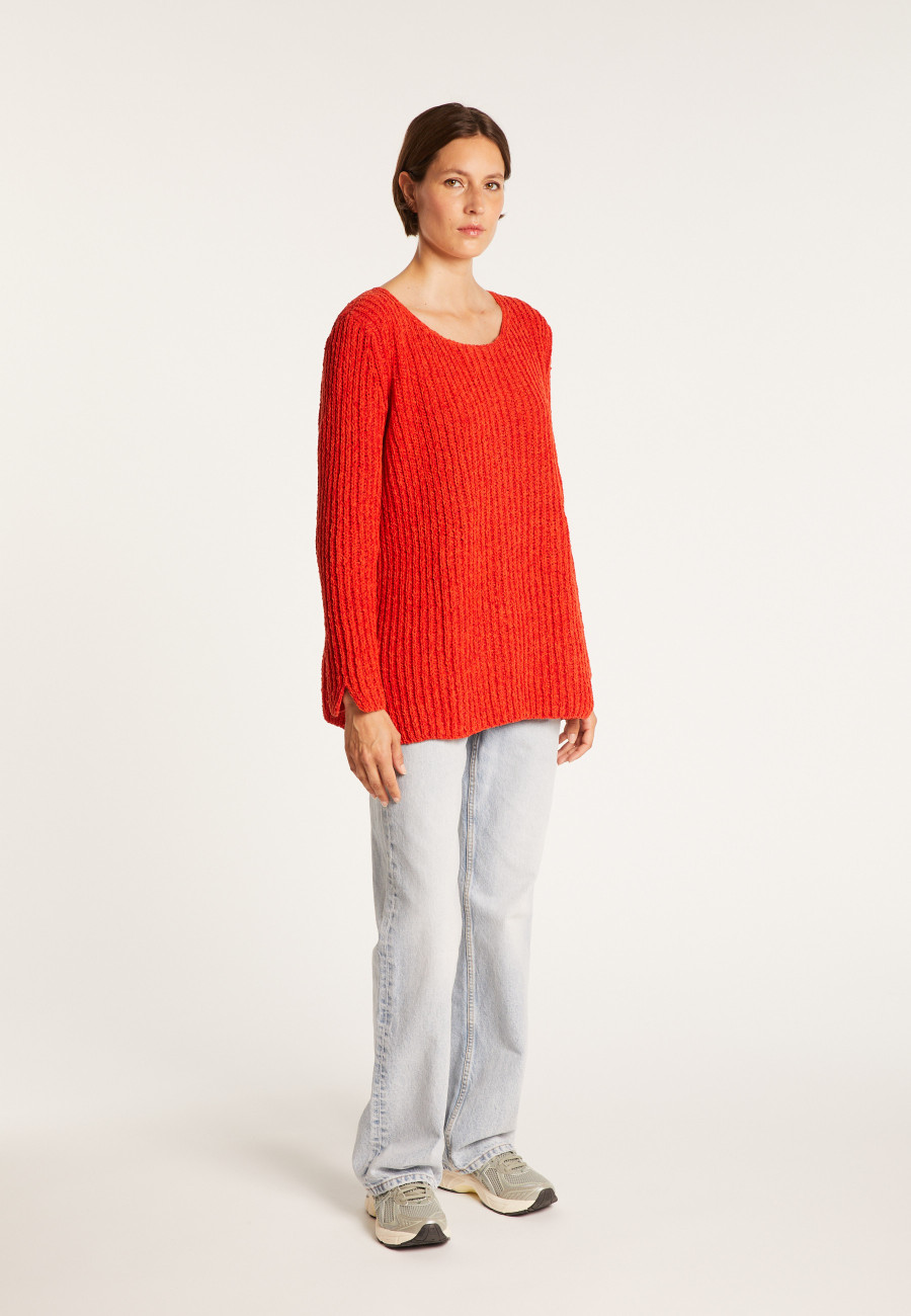Jumper with slits in silk and wool velour - Bonnou