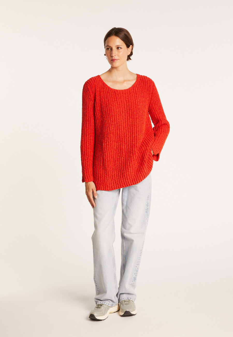 Jumper with slits in silk and wool velour - Bonnou