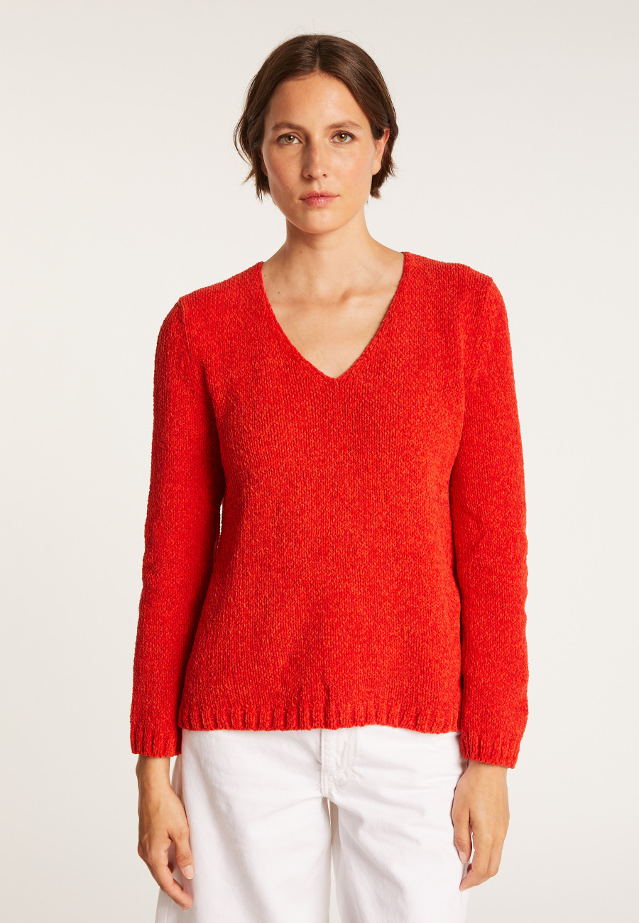 V-neck jumper in silk and wool velour - Bobbye