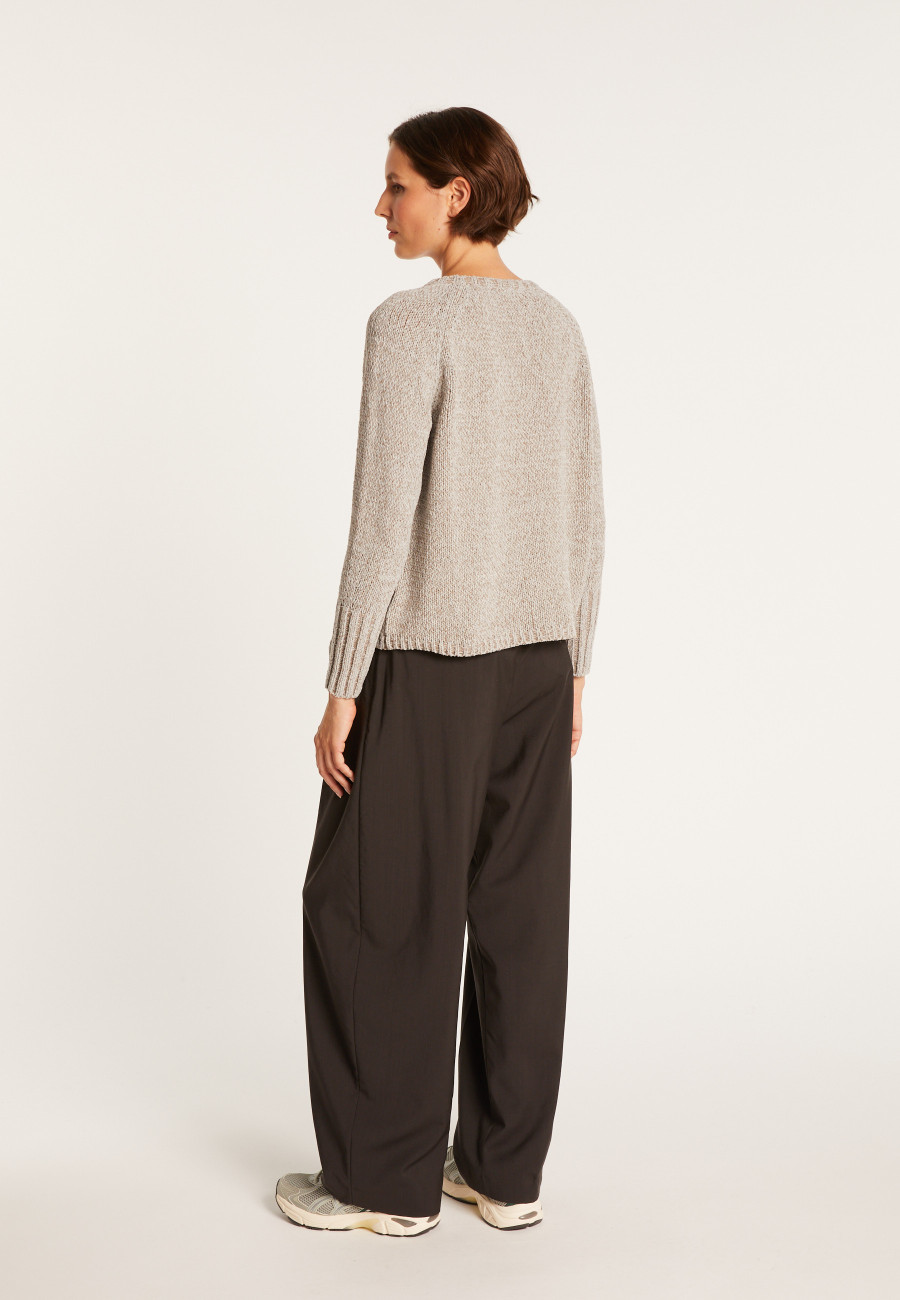 Jumper in silk and wool velour with cabling - Bahamas