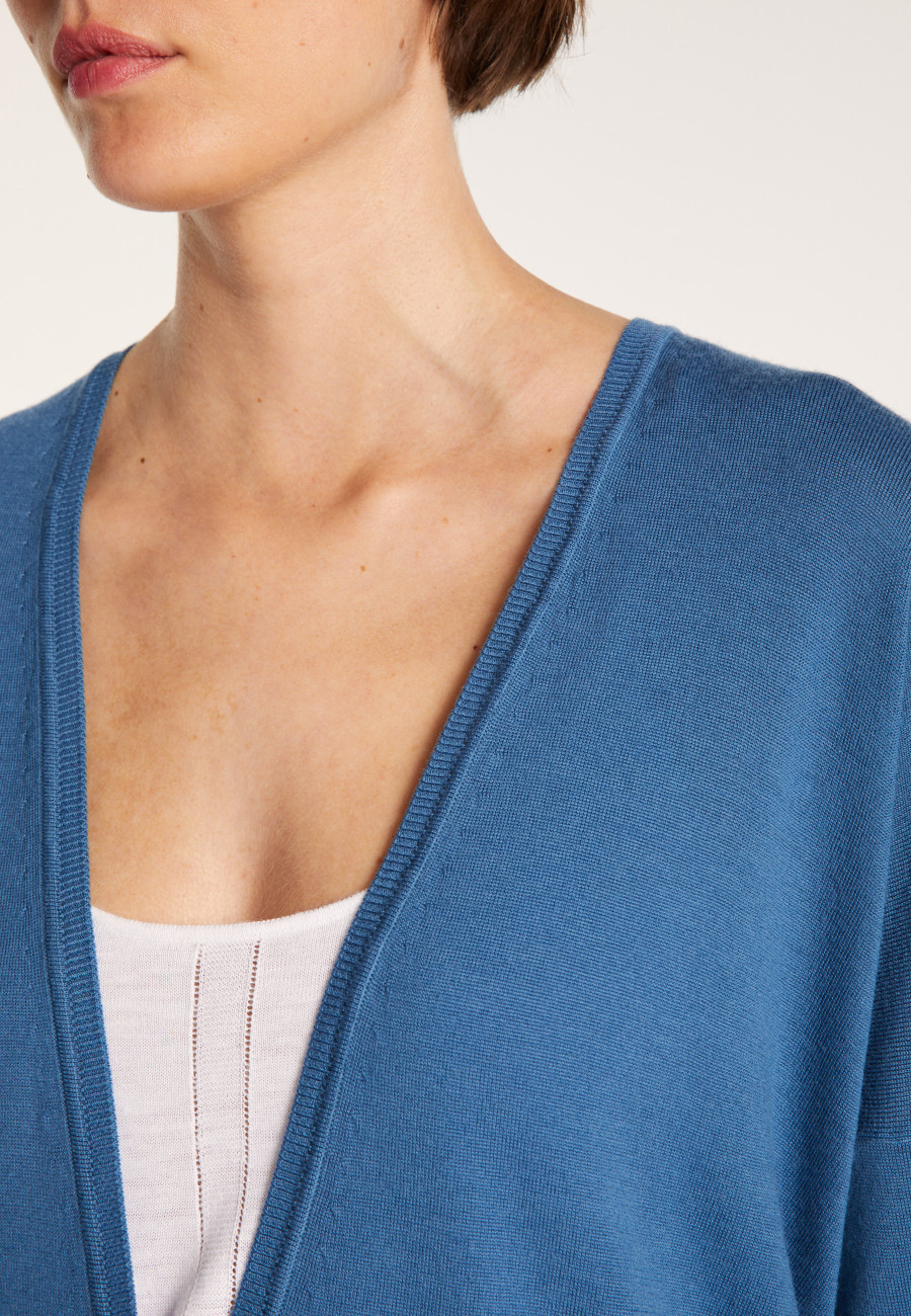 Cardigan longo de lã com bolsos - Anne-Sophie