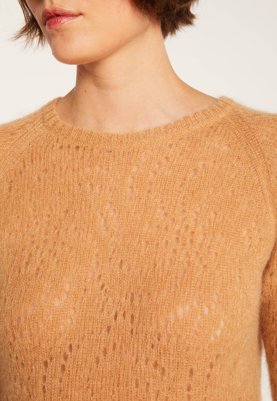 Suéter longo de mohair vazado - Emelin