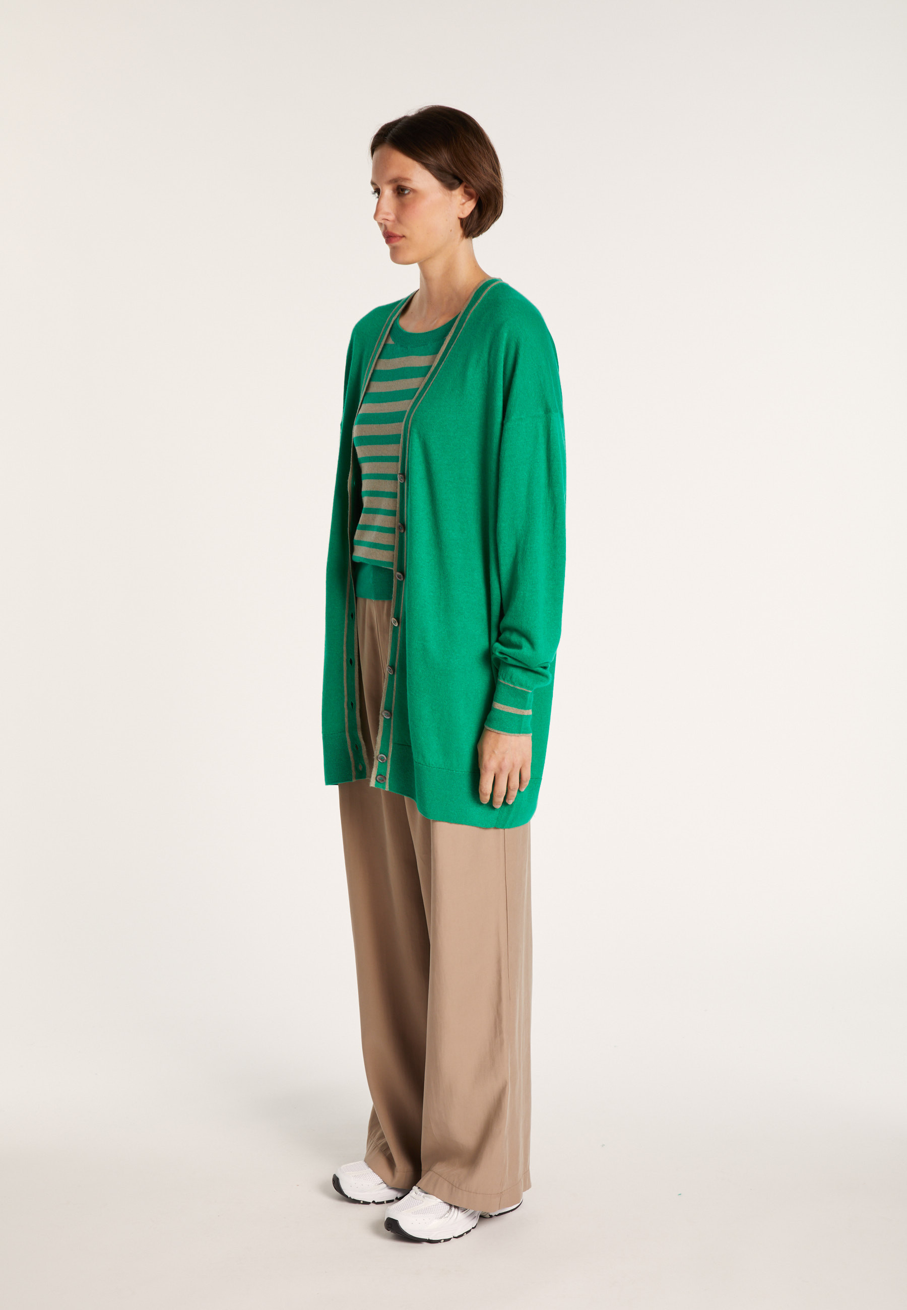 Long cardigan en lin cachemire - Narcissa 7319 veronese/sahara - 22 Vert moyen