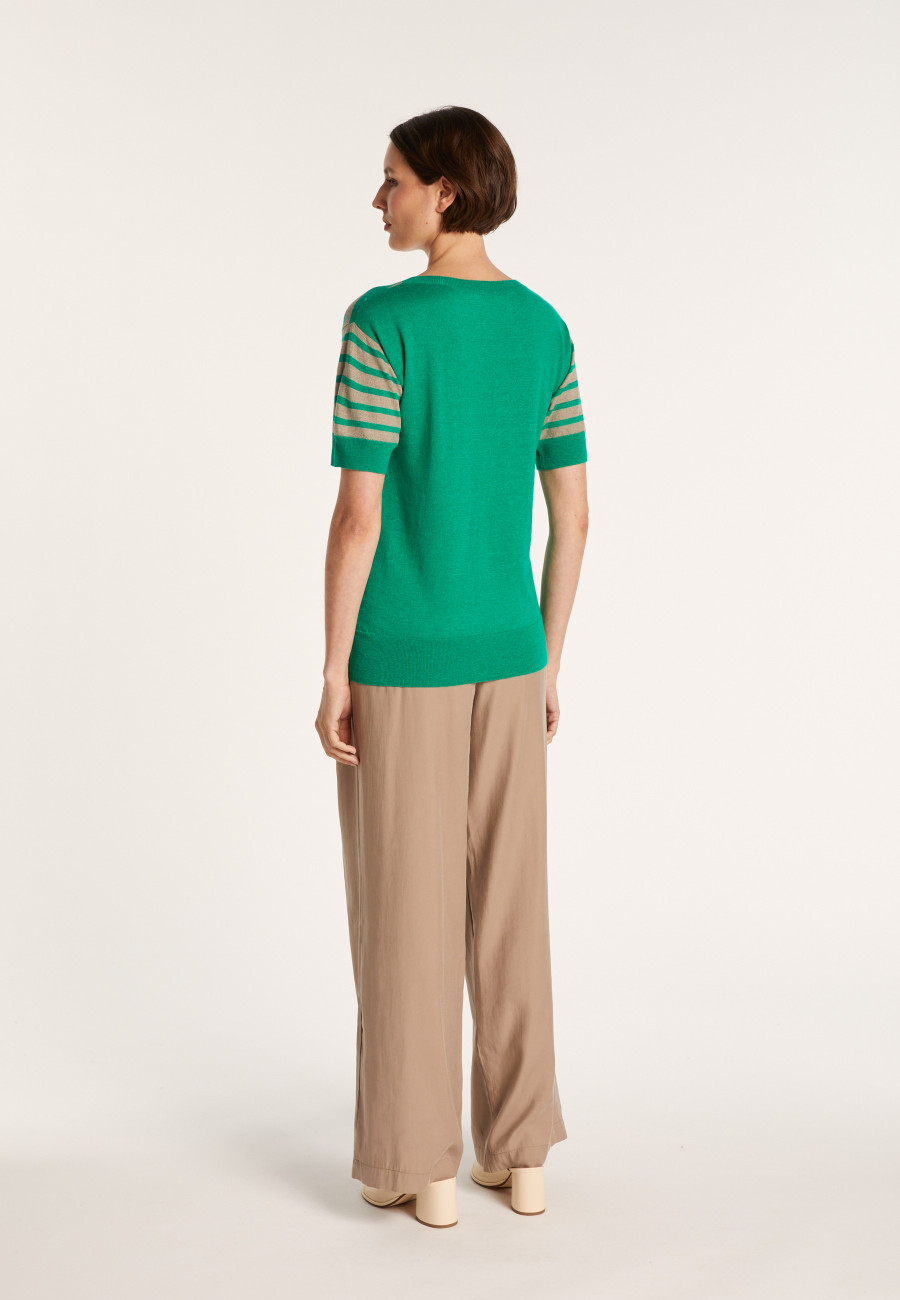 Two-tone striped cashmere linen T-shirt - Naria