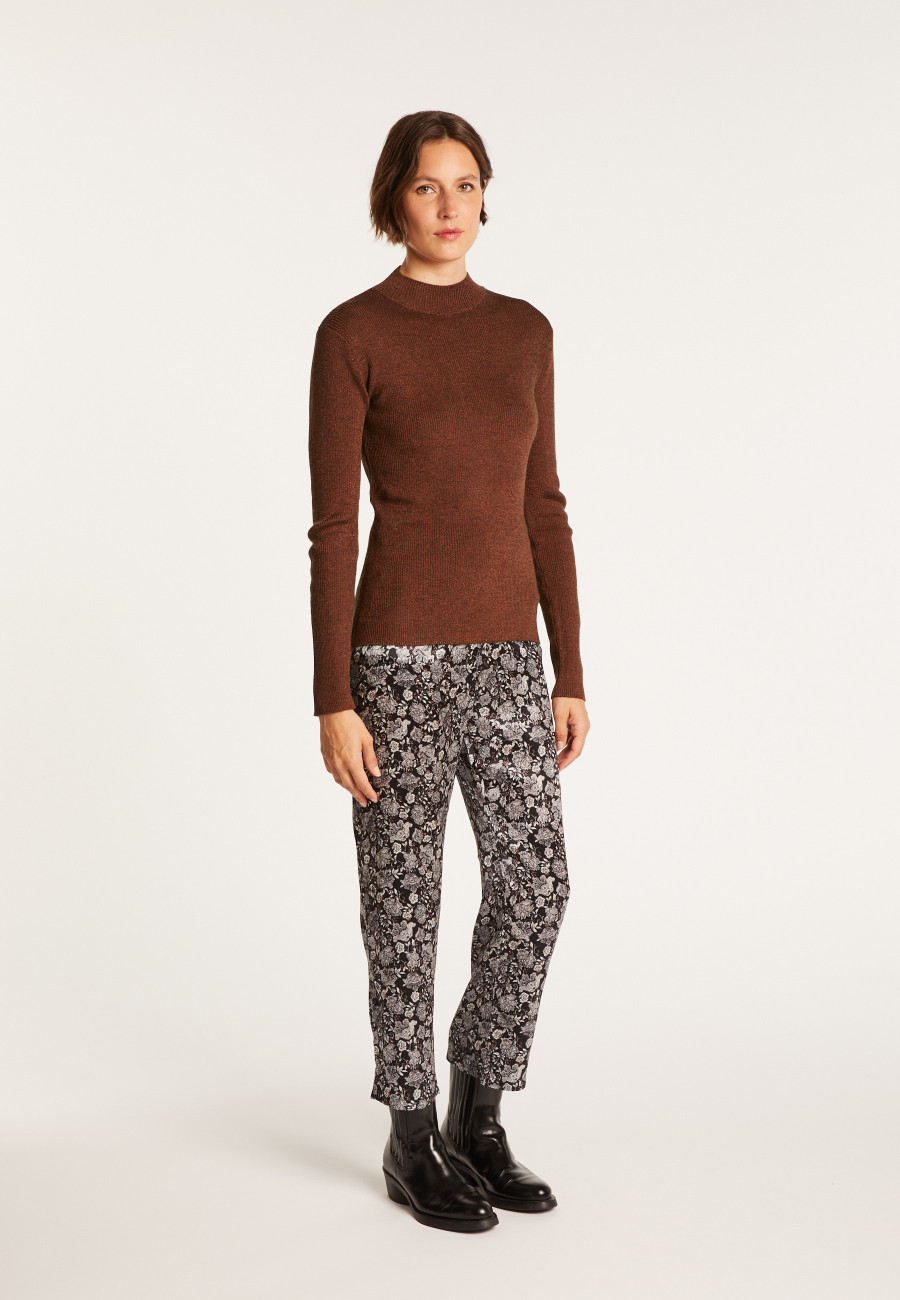 Suéter de lã merino com gola alta e meia - Ginette