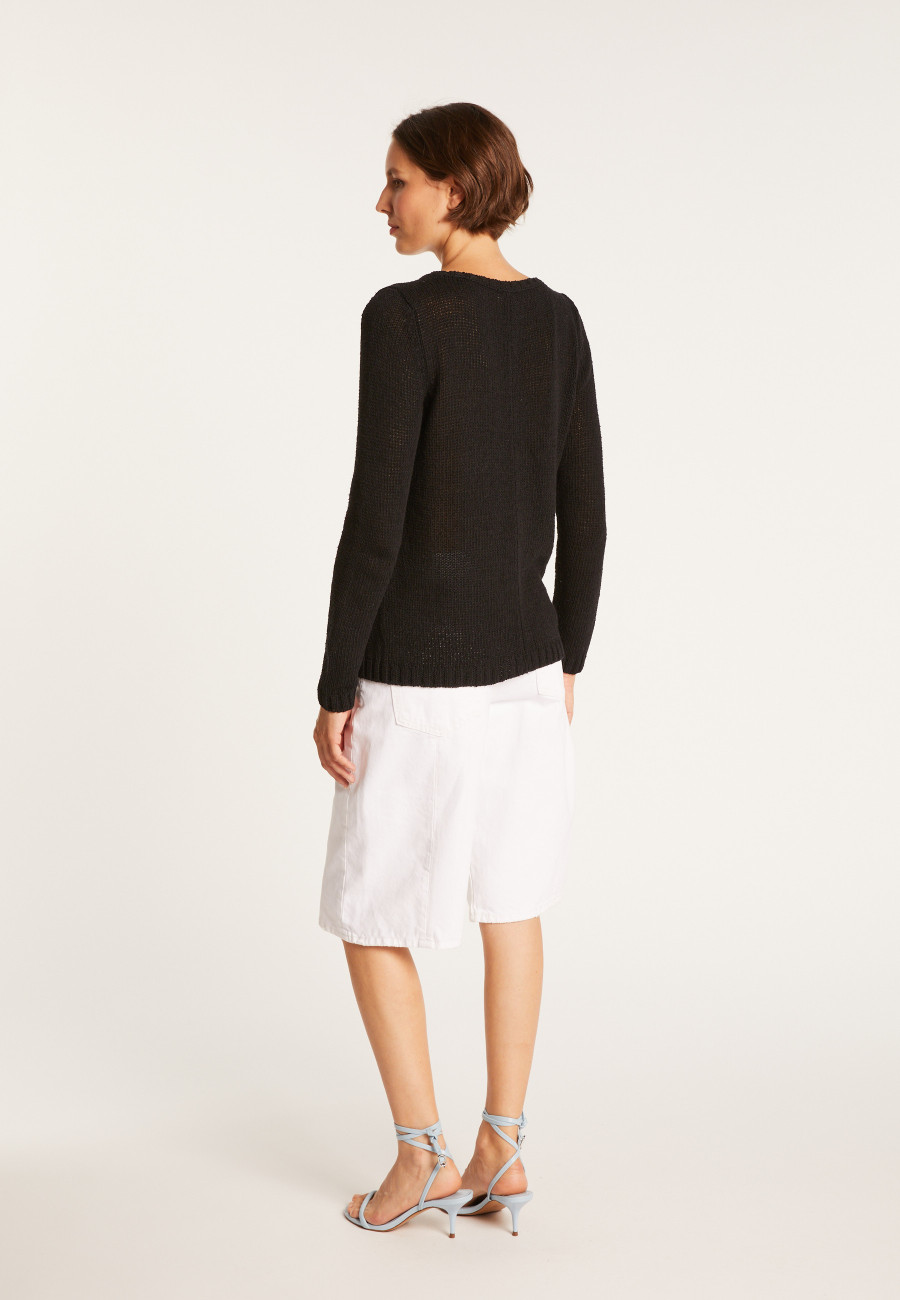 Suéter de gola redonda em seda, algodão e lã - Benji